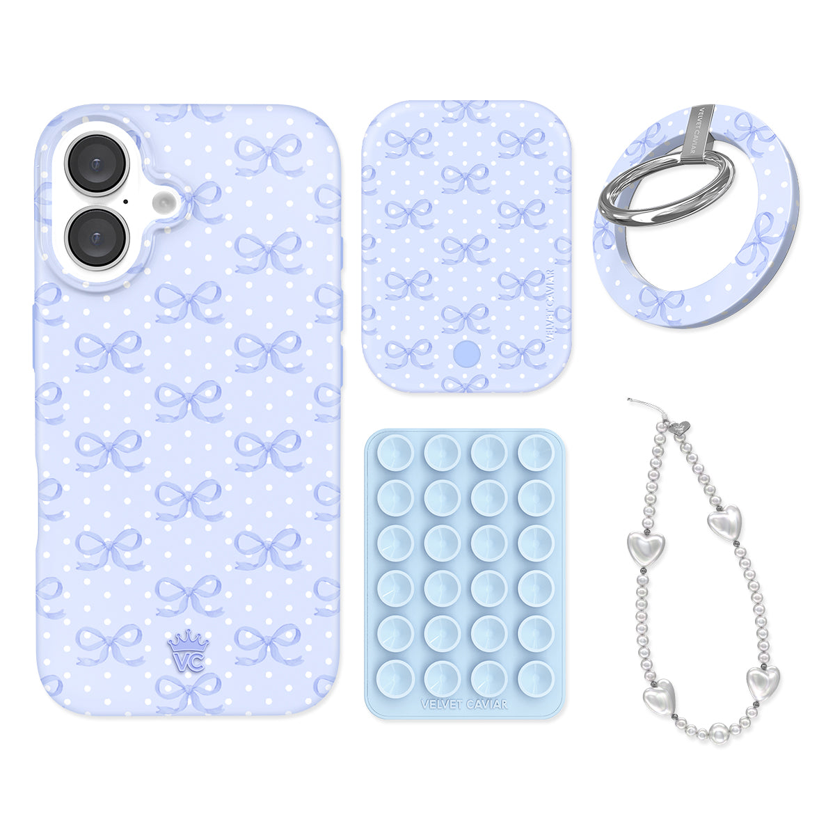 Cute Blue Bow iPhone Case with Grip - Stylish and Secure Phone Cover for Women - Perfect for Everyday Use, Work, and Travel