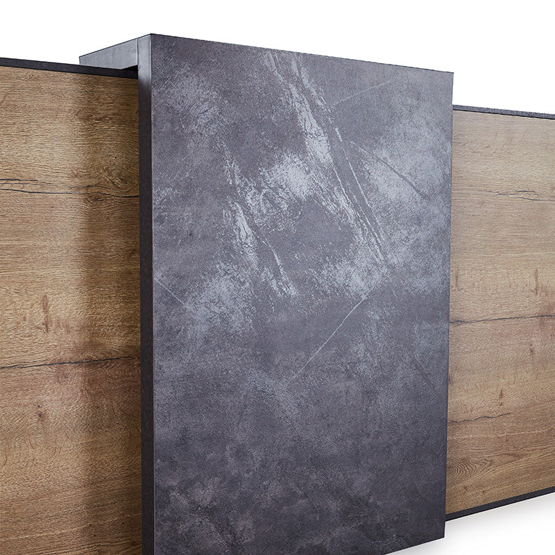 DEWITT 2.4M Reception Desk in Tobacco & Dark Concrete Finish - Modern Office Furniture for Corporate Lobby, Hotel Front Desk & Business Reception Areas