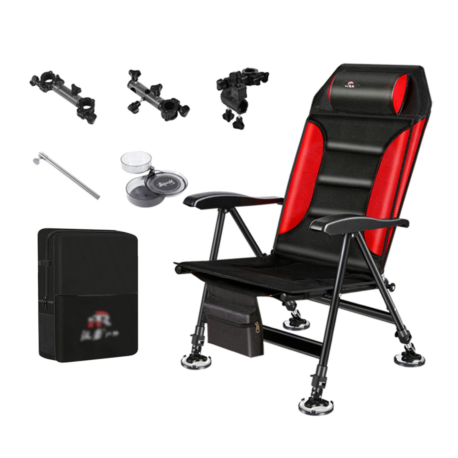 MIWOOYY Oversized Folding Fishing Chair with Backpack & Bait Tray - Adjustable Height Portable Camping Beach Ice Stool - Perfect for Hunting, Hiking, Outdoor Adventures and Relaxing by the Lake
