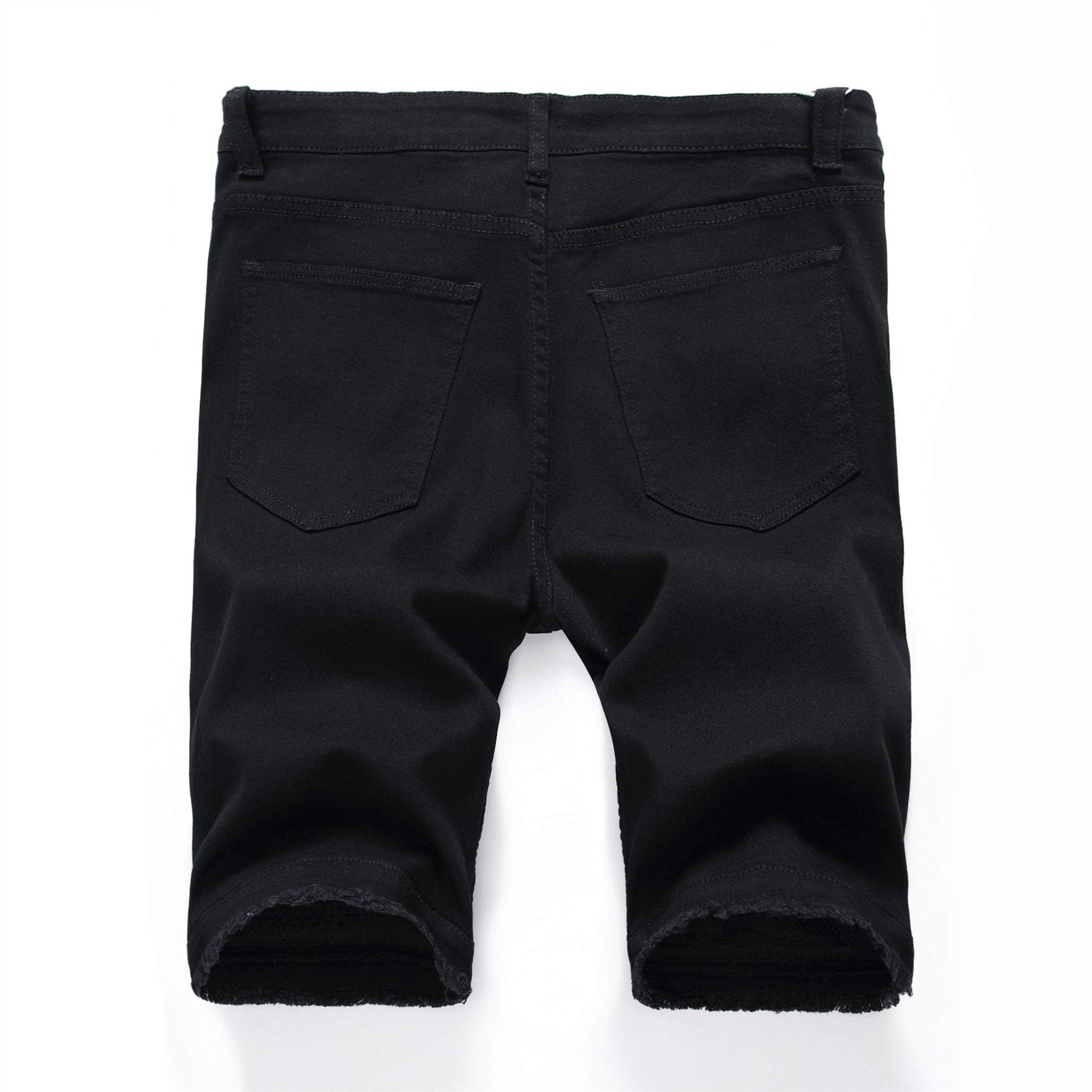 Men's Casual Distressed Denim Shorts - Classic Fit Ripped Short Jeans for Summer | Comfortable & Stylish (30, Black) | Perfect for Beach, Travel & Outdoor Activities
