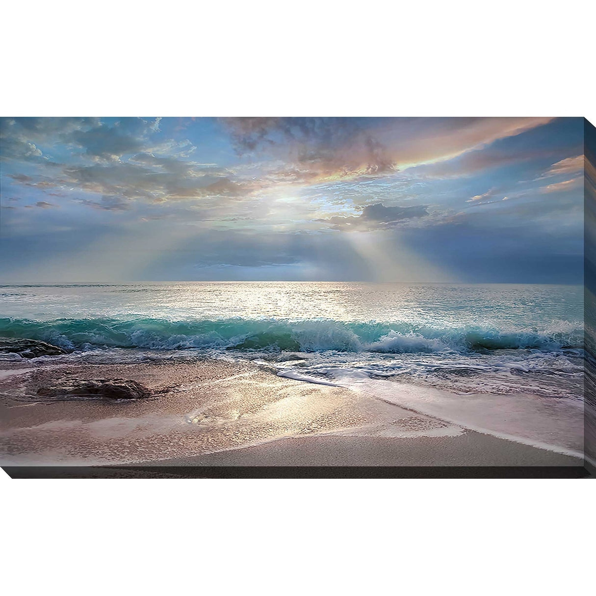 Vibrant Aqua Blue Morning Canvas Wall Art - Modern Home Decor for Living Room, Bedroom & Office