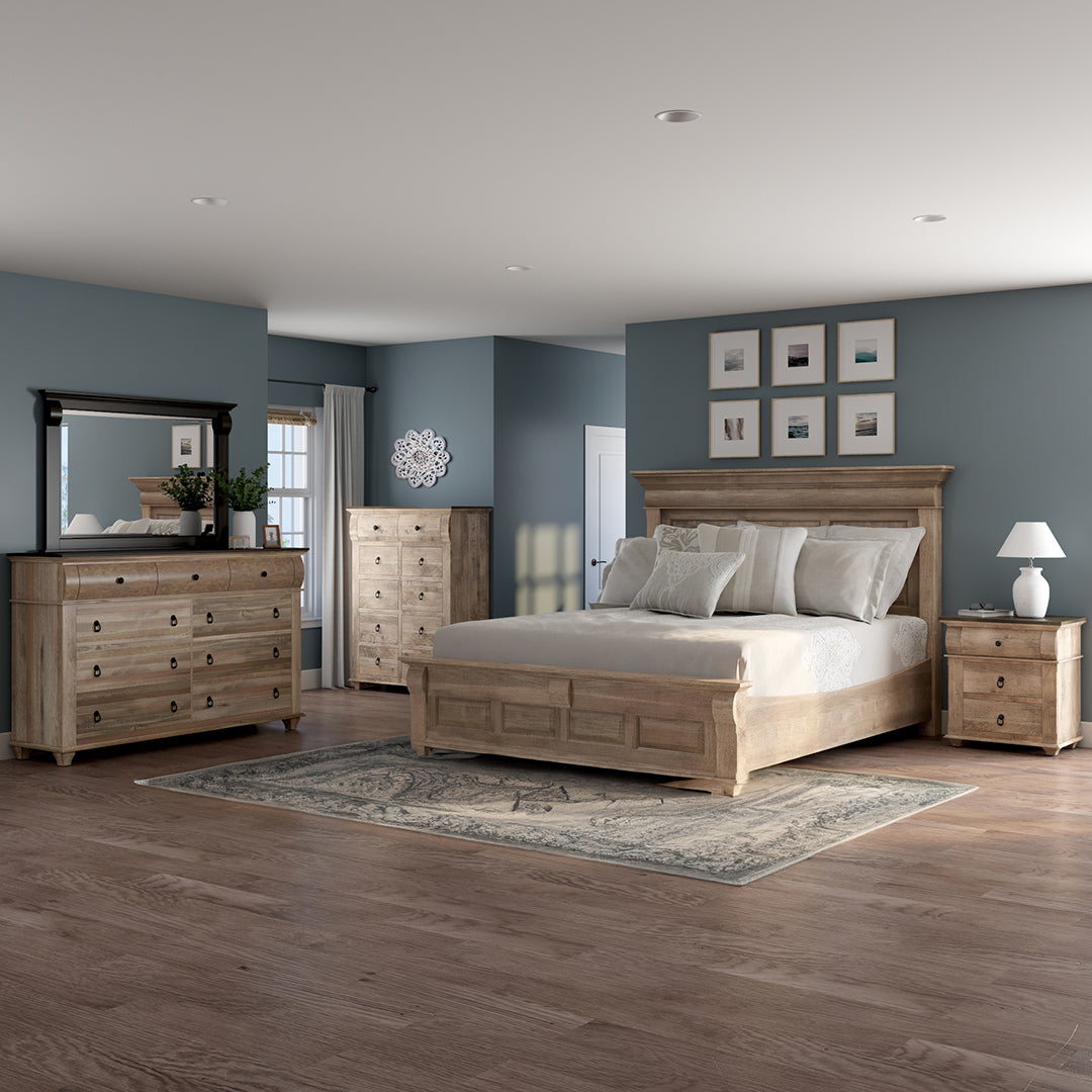 Bartlett Island Bed - Queen Size Wooden Platform Bed Frame with Headboard - Modern Minimalist Bedroom Furniture for Small Spaces & Apartments - Perfect for Guest Rooms, Dorms, and Cozy Bedrooms