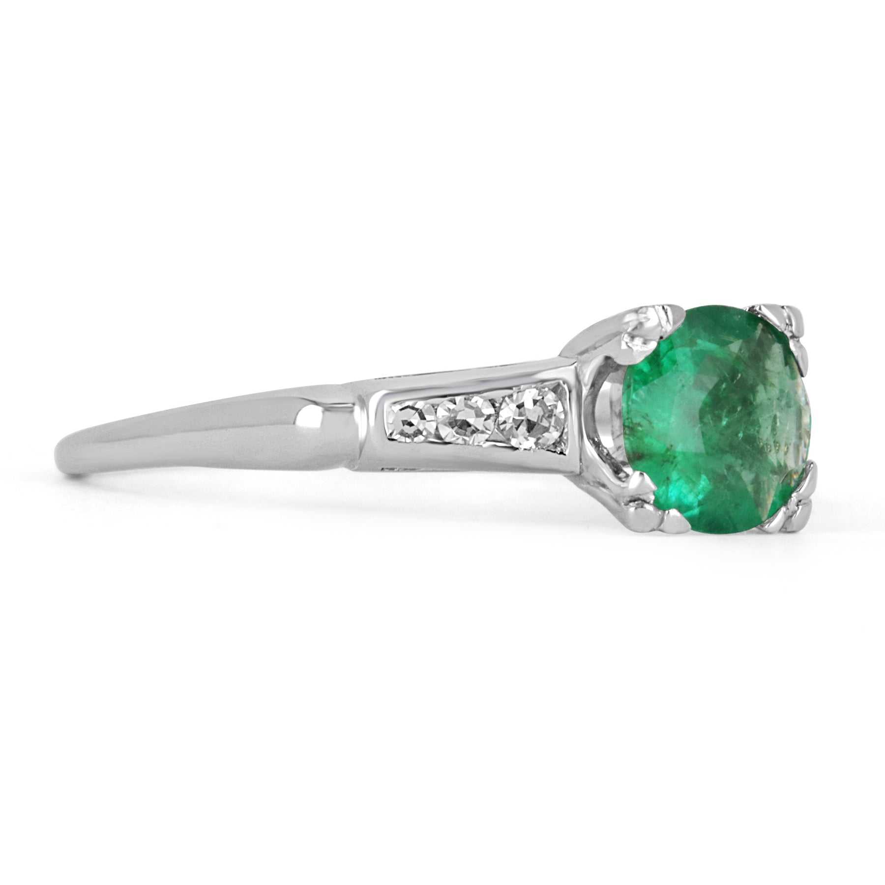 1.0tcw Dainty Dark Green Natural Emerald & Diamond Engagement Ring 14K Gold - Perfect for Proposals, Weddings, and Anniversary Gifts