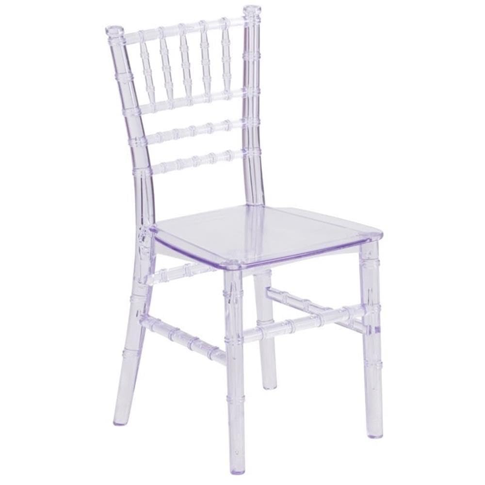 BOWERY HILL 12.5-Inch Clear Transparent Resin Kids Chiavari Chair - Modern Children's Seating for Birthday Parties, Weddings & Home Decor