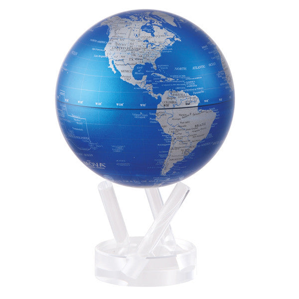 Mova Globe - Cobalt Blue & Silver Rotating Globe for Home & Office Decor - Perfect for Gifts, Education & Astronomy Enthusiasts