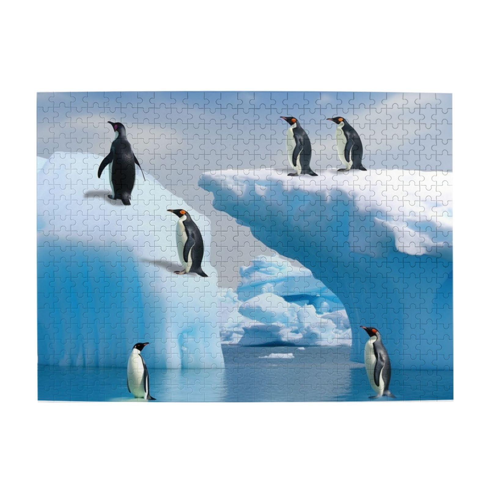 500-Piece Wooden Jigsaw Puzzle - Penguins on Iceberg Photo Puzzle for Adults, Personalized Picture Puzzle, Family Game Night, Wedding, Birthday & Valentine's Day Gift (20.4