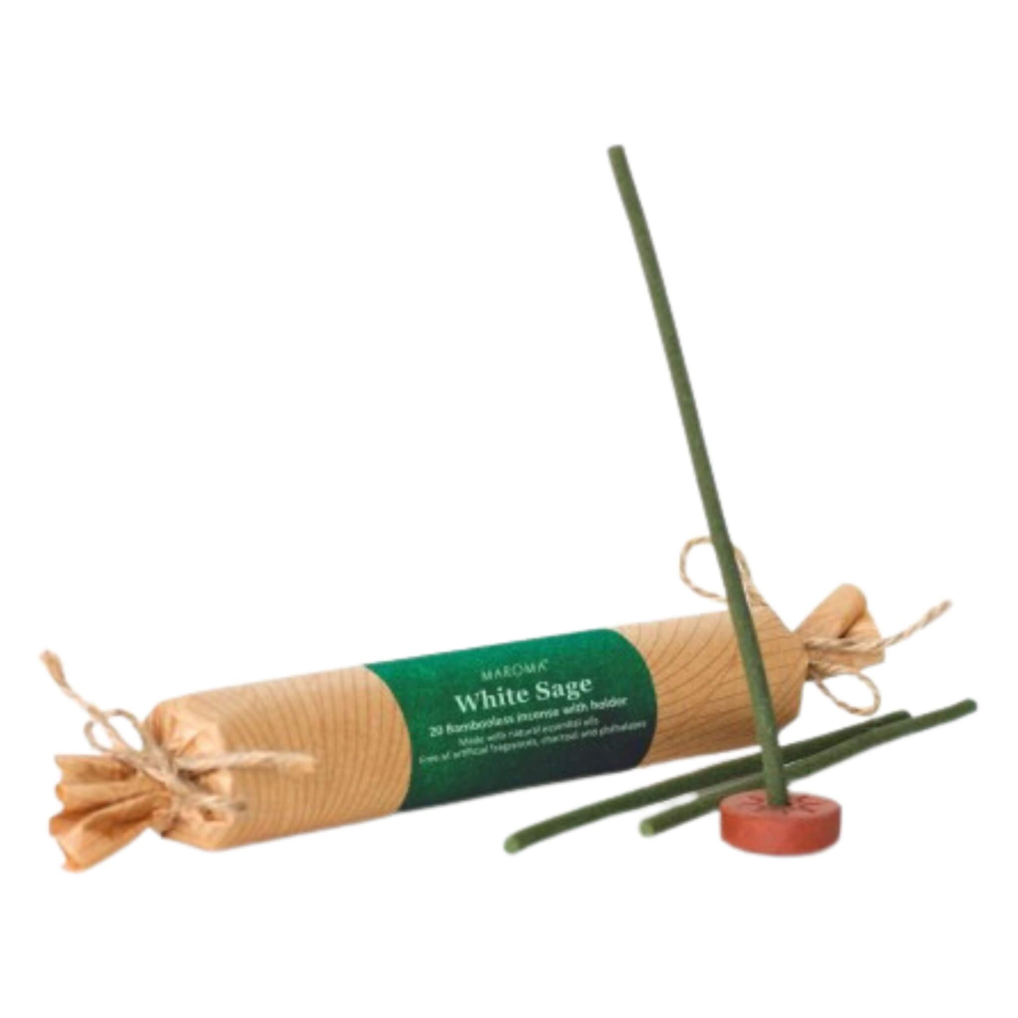 Bambooless White Sage Incense Sticks with Holder - 20 Count | Natural Aromatherapy for Relaxation, Meditation & Home Cleansing