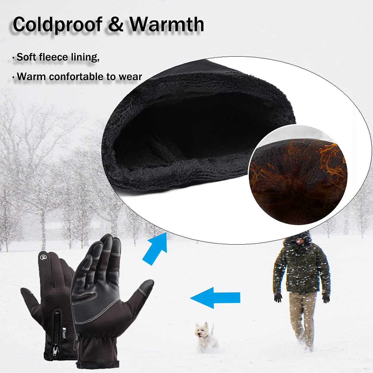 Weitars Winter Warm Touchscreen Gloves for Men & Women - Waterproof Thermal Snow Gloves for Cycling, Hiking & Outdoor Activities - Perfect for Cold Weather Sports & Daily Commute
