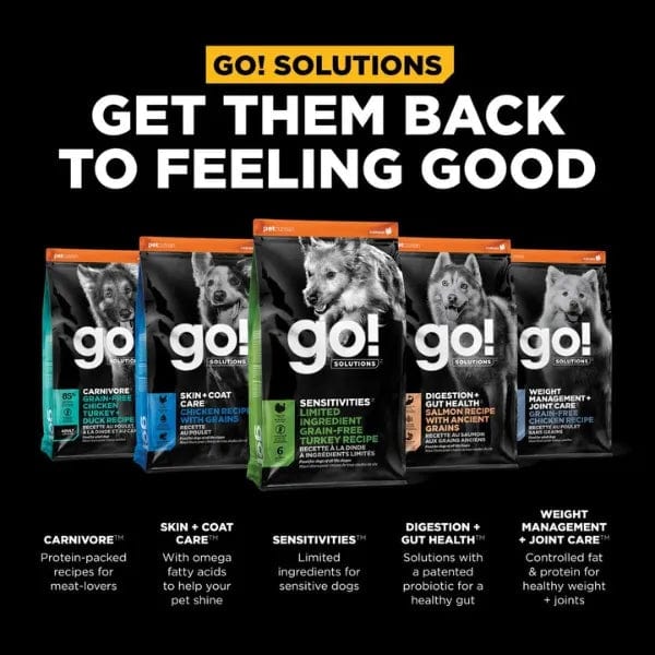 Go! Solutions Sensitivities Limited Ingredient Grain-Free Turkey Recipe Dry Dog Food - Hypoallergenic & Digestive Support for Dogs with Food Allergies - Perfect for Sensitive Stomachs & Skin Issues