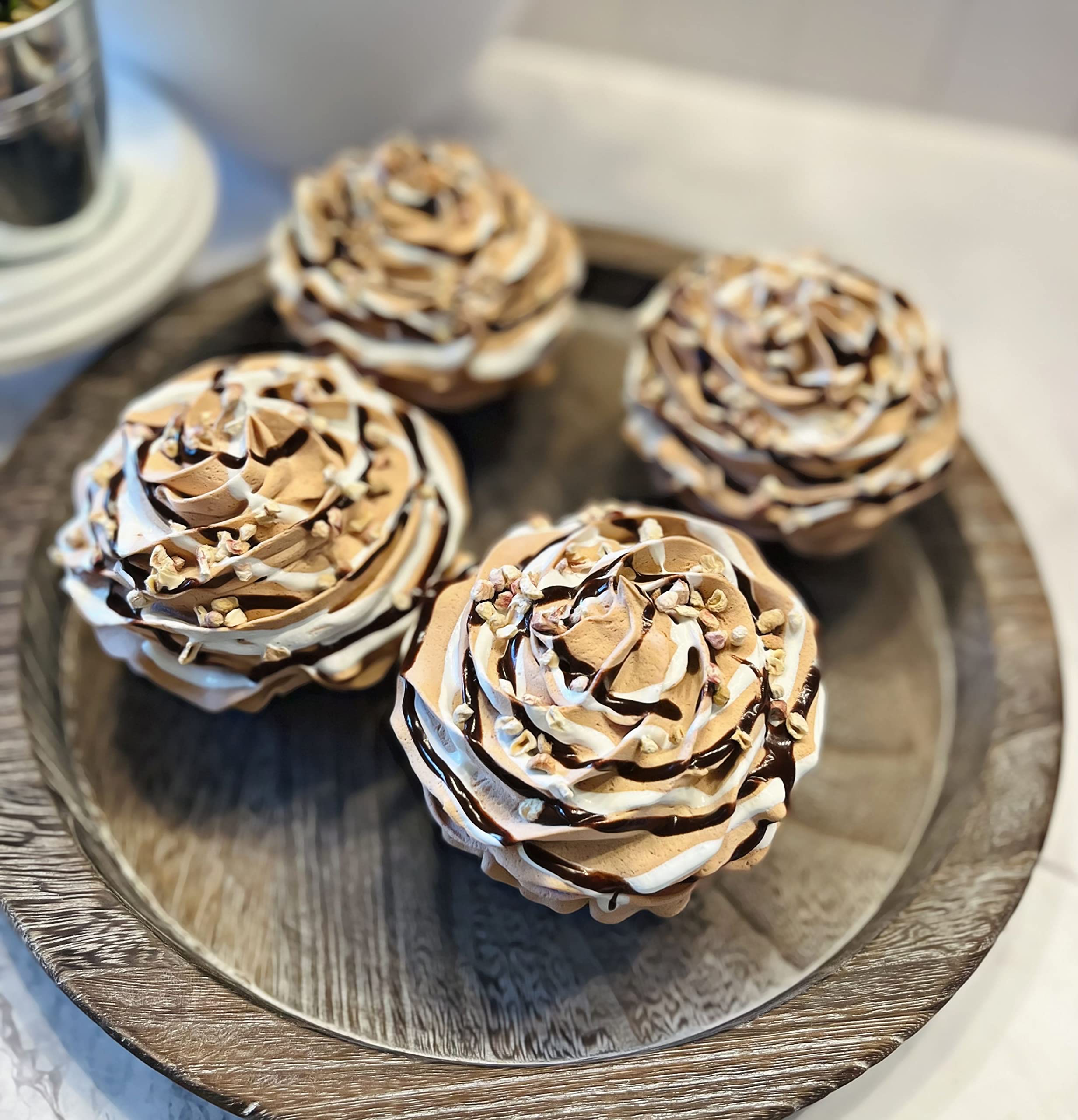 Rocky Road Fake Cupcakes & Artificial Cake Decor - Realistic Faux Dessert Display for Home, Kitchen & Party Decorations - Fake Food Props for Cake Plates, Dessert Tables & Themed Events