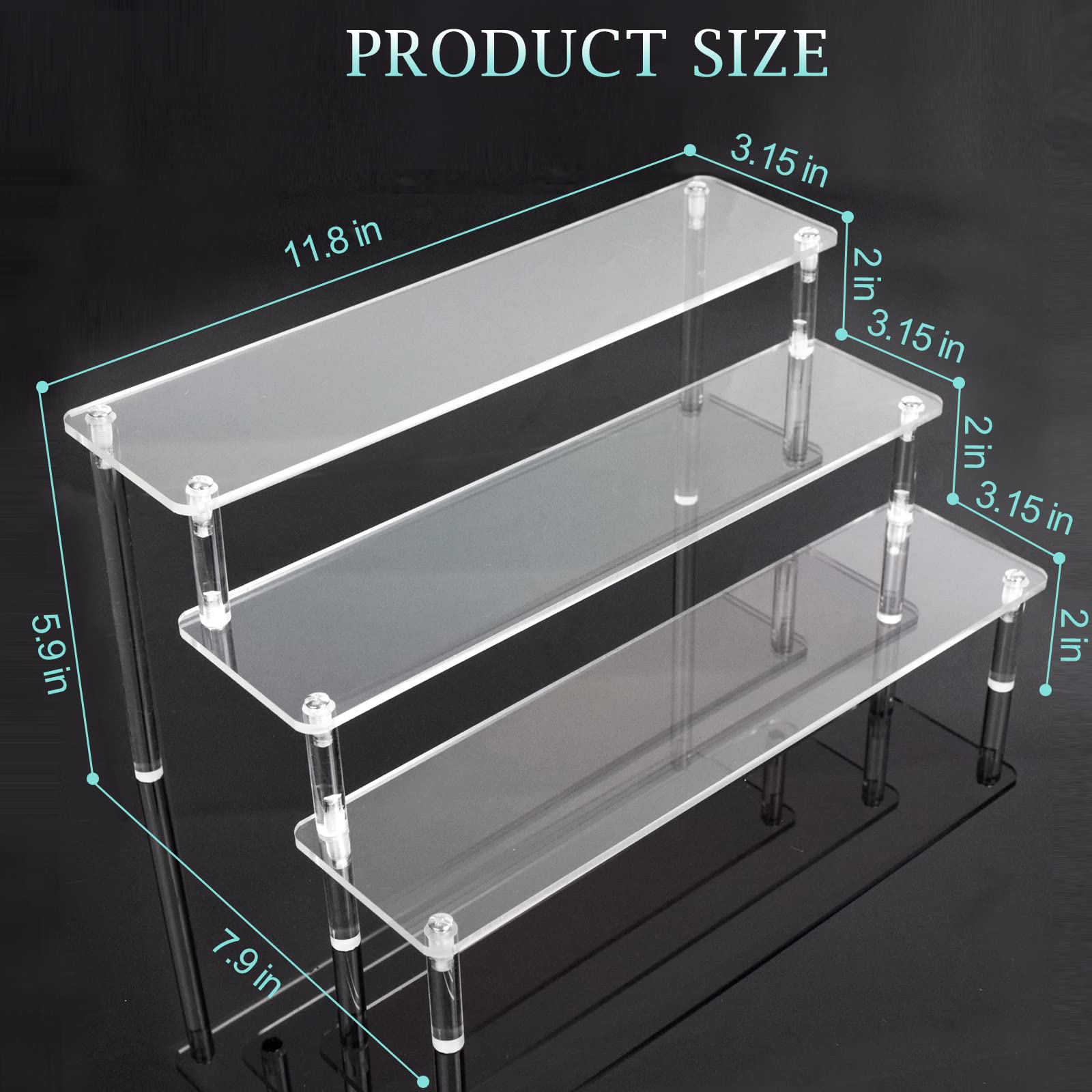 3-Tier Clear Acrylic Display Stand for Cupcakes, Perfumes, Desserts, Funko POP & Dolls - Organizer & Decorative Shelf for Retail, Bakeries & Home Decor