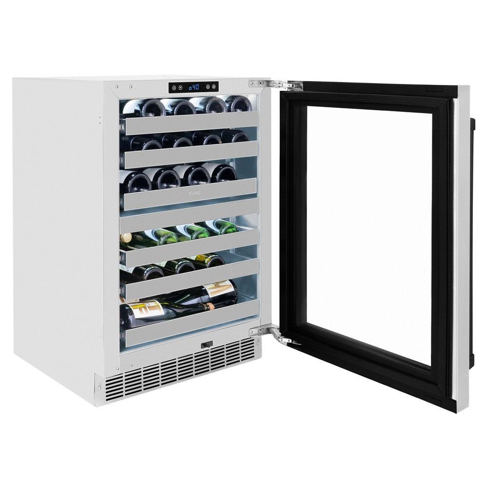 ZLINE Autograph Edition 24 Inch Touchstone Dual Zone 44 Bottle Wine Cooler with Stainless Steel Glass Door & Matte Black Handle - Perfect for Home Bars, Wine Cellars, and Entertaining Spaces (RWDOZ GS 24 MB)