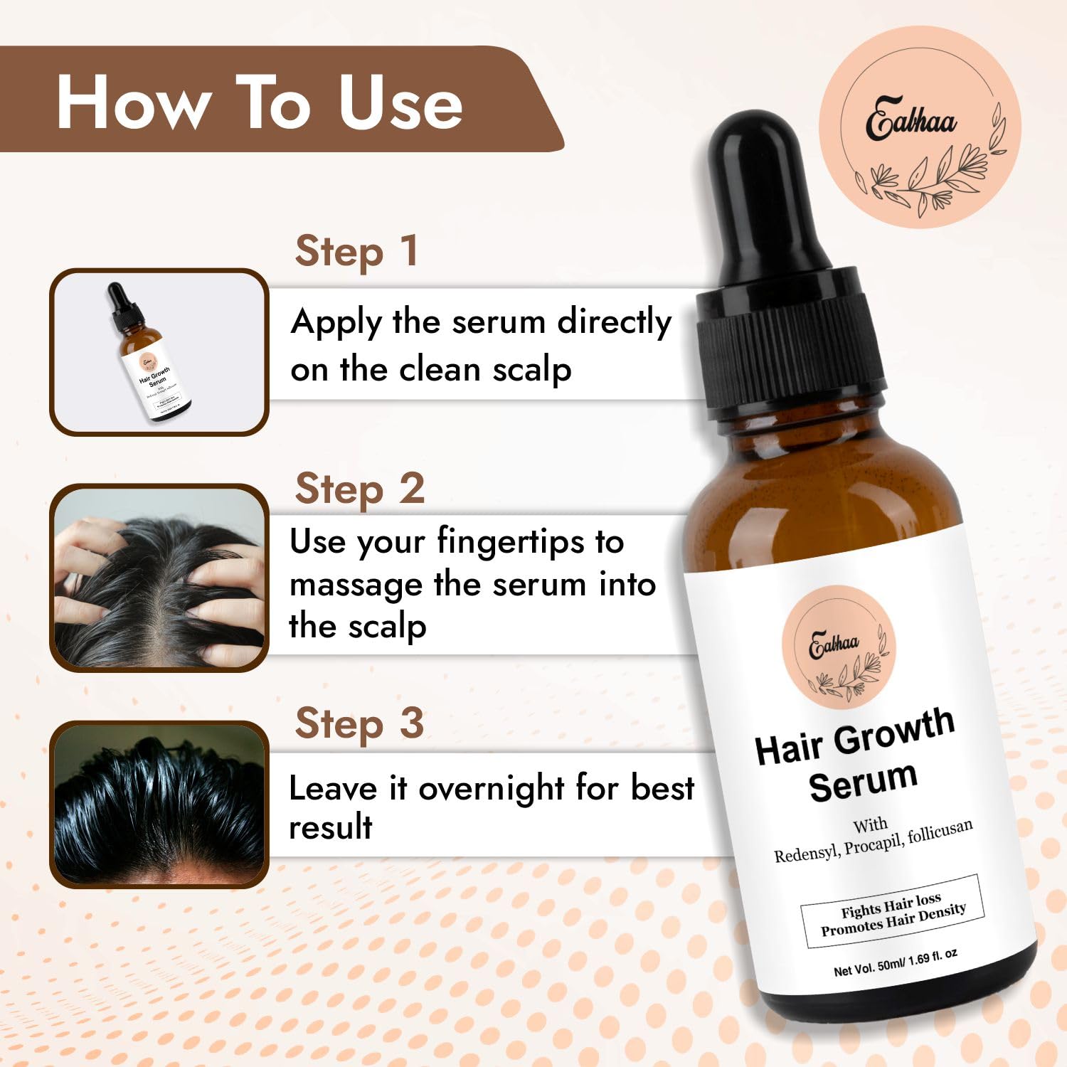 Eabhaa Procapil & Redensyl Hair Growth Serum with Follicusan - 50ml Anti Hair Loss Treatment for Women & Men - Promotes Thicker, Healthier Hair for Daily Scalp Care & Styling