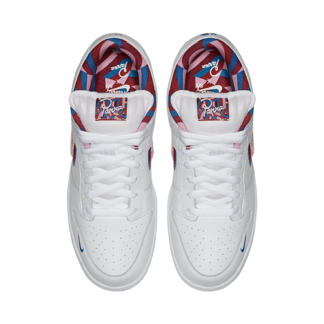 Nike SB Dunk Low Parra Sneakers - White, Red & Pink Colorway - Perfect for Skateboarding, Streetwear & Casual Fashion