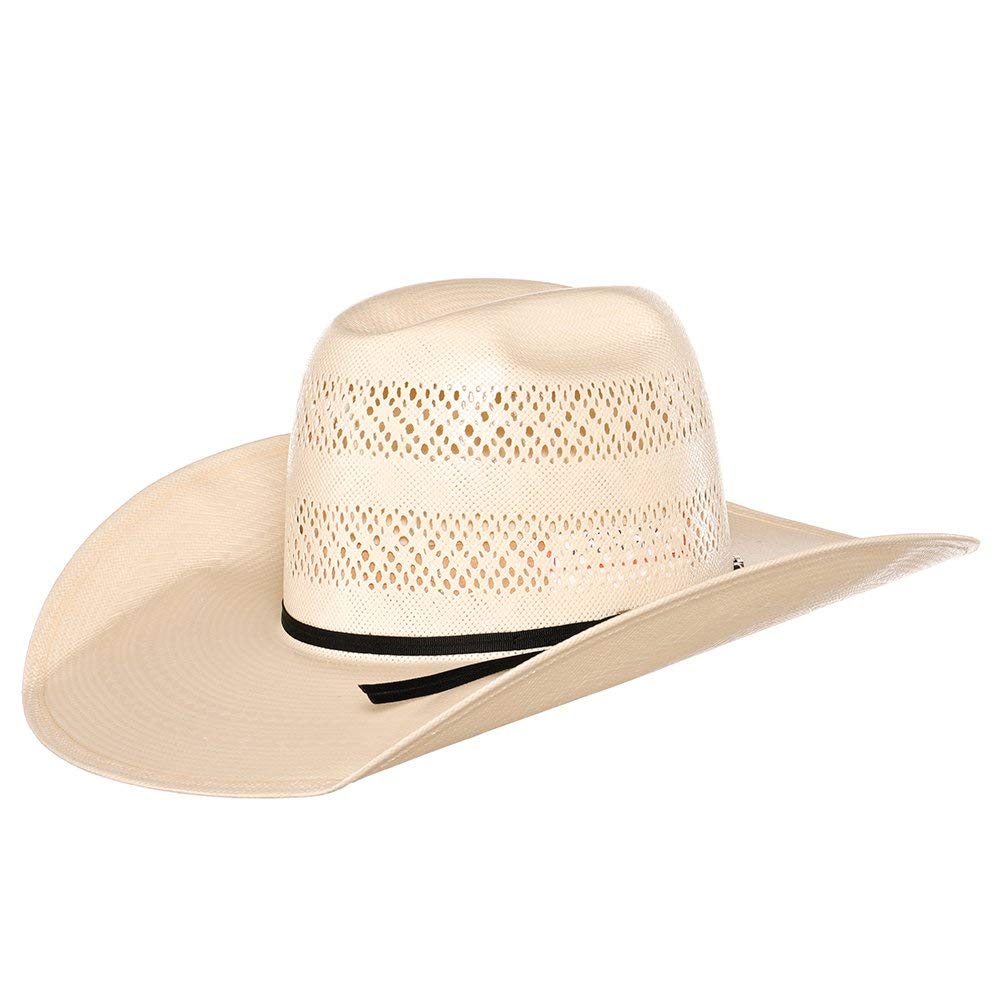 American Hat Company Two Row Fancy Vent Ivory Straw Hat with 4 1/4