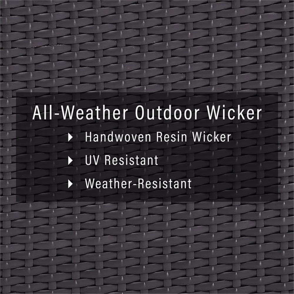 White/Brown Wicker Rattan Fabric Patio Arm Chair - Outdoor Garden, Poolside, or Balcony Relaxation Furniture