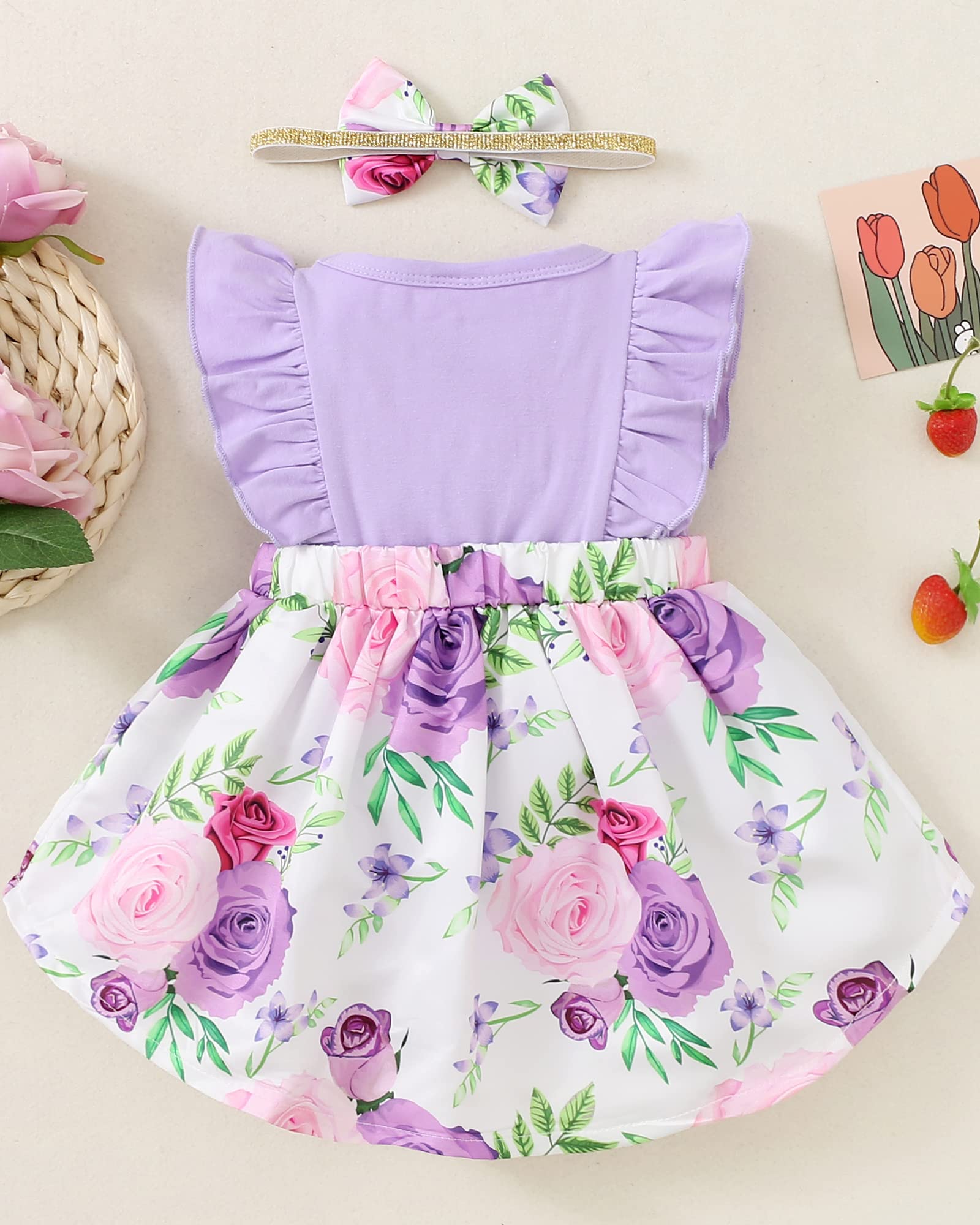 OLLUISNEO Newborn Baby Girl Summer Dress - Floral Short Sleeve Outfit for Infant Girls | Perfect for Photoshoots, Parties & Daily Wear
