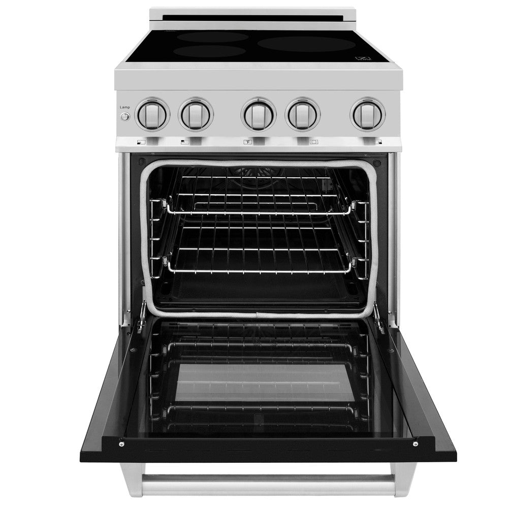 ZLINE 24 Inch 2.8 Cu. Ft. Legacy Induction Range with 4-Element Cooktop & Electric Oven - Stainless Steel with Black Matte Door (RAIND BLM 24) | Perfect for Modern Kitchens, Home Chefs & Professional Cooking
