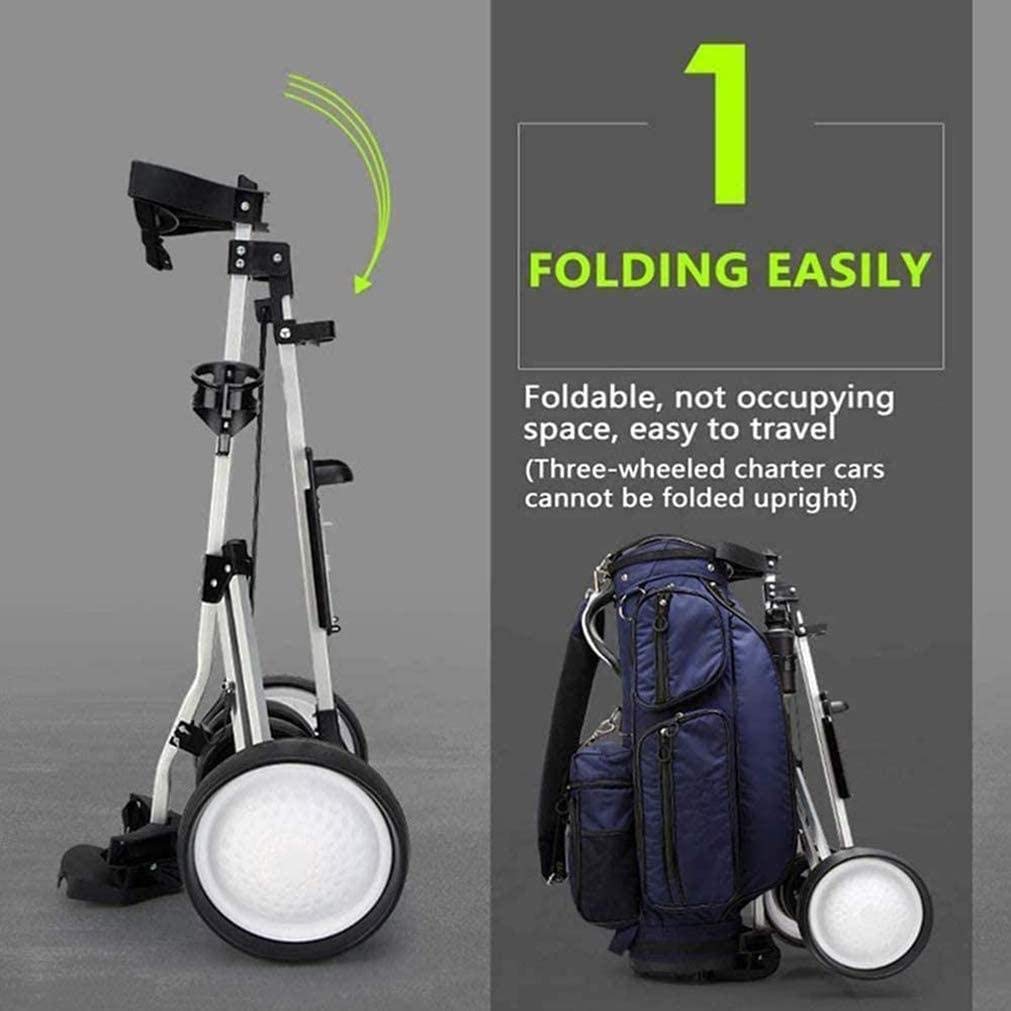 Lightweight 4 Wheel Foldable Golf Push Cart - One Second Open & Close Golf Trolley with Scorecard Holder & Bottle Cage - Perfect for Golfers on the Go, Practice Rounds & Course Convenience