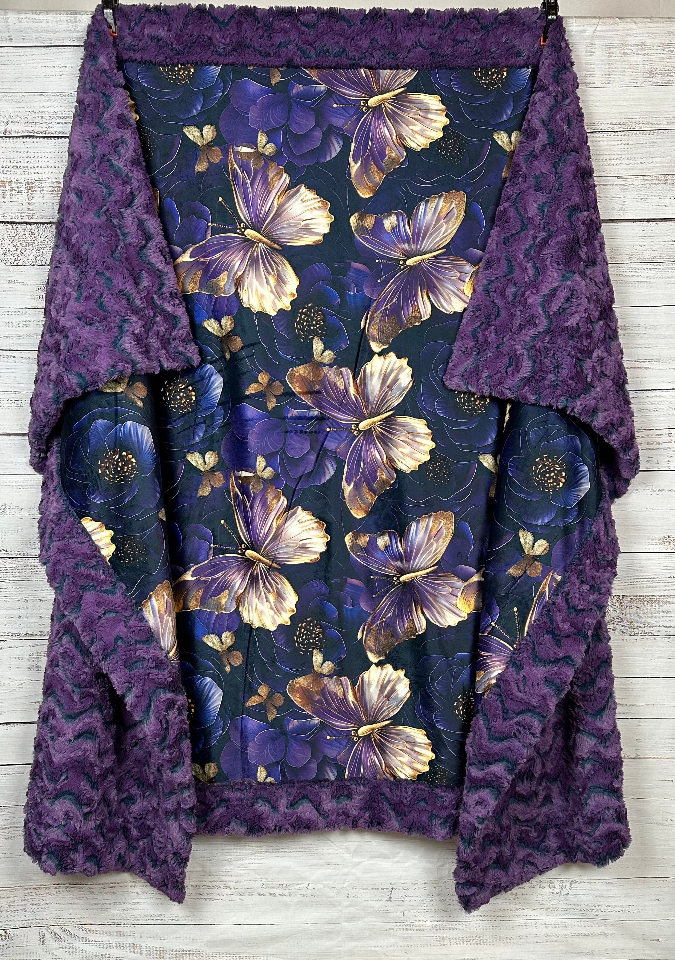 Luxury Butterfly & Grape Print Minky Blanket 54x79 Inches - Ultra Soft Large Throw Blanket for Bed, Couch, Nursery & Gift Giving