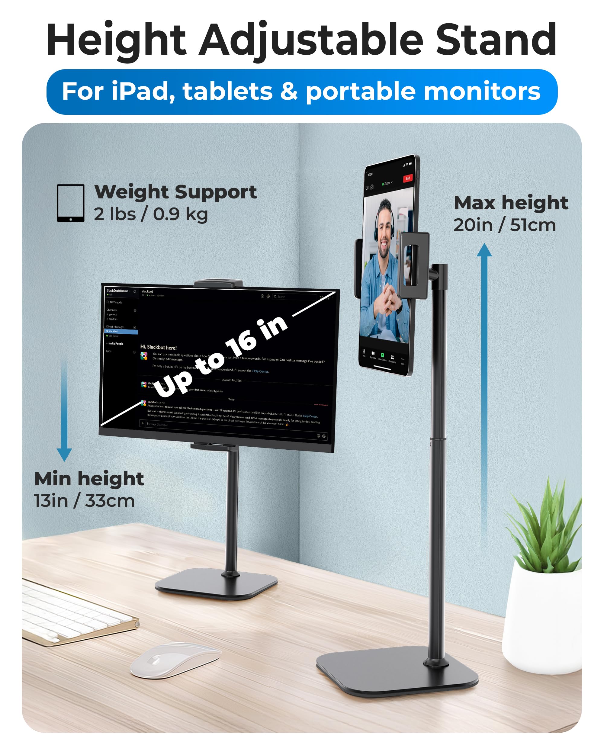Cooper TabStand - Adjustable Height iPad Stand for Desk, Aluminum Alloy Tablet Holder & 16