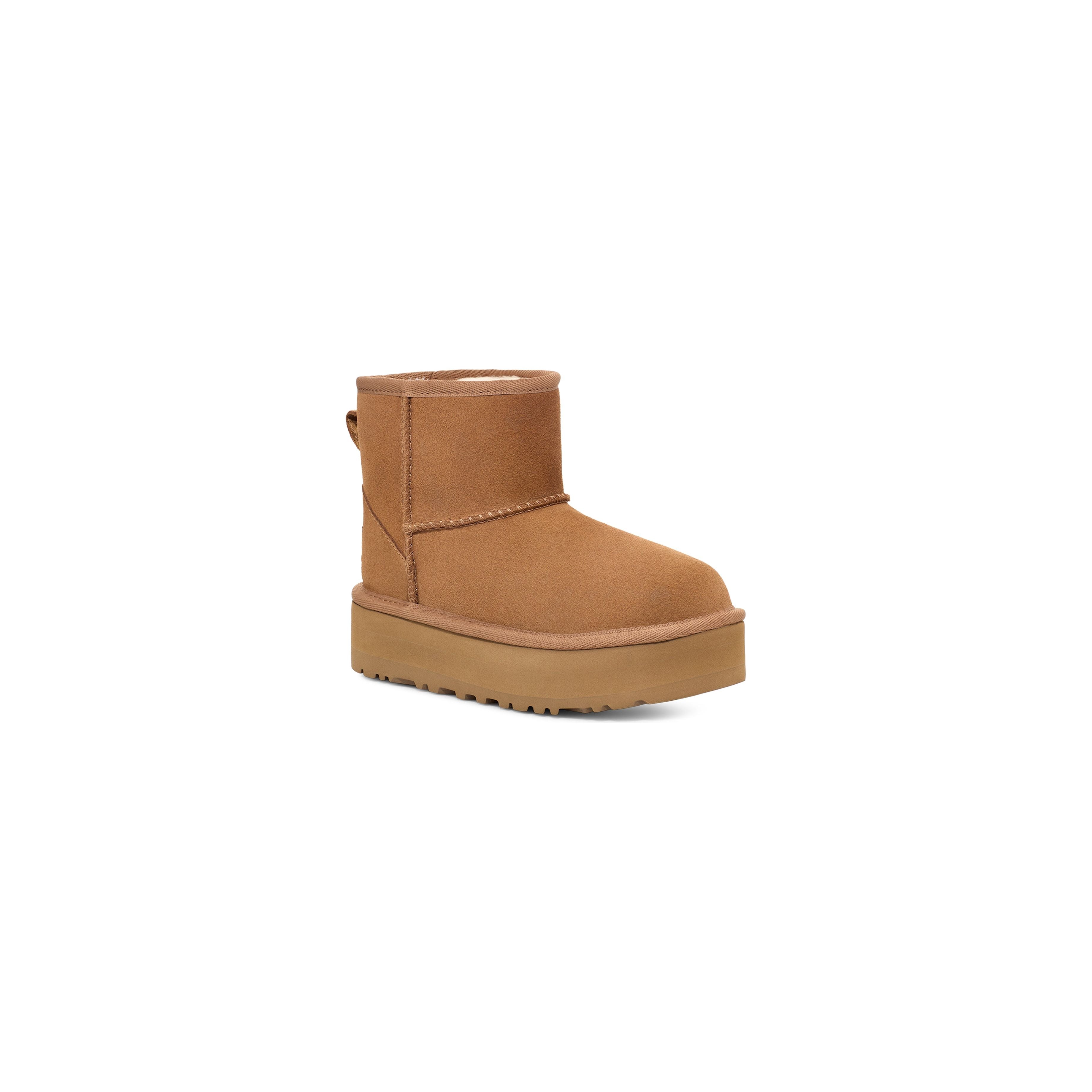 UGG Kid's Classic Mini Platform Boots in Chestnut - Warm Winter Boots for Girls & Boys - Perfect for School, Snow Days & Outdoor Adventures