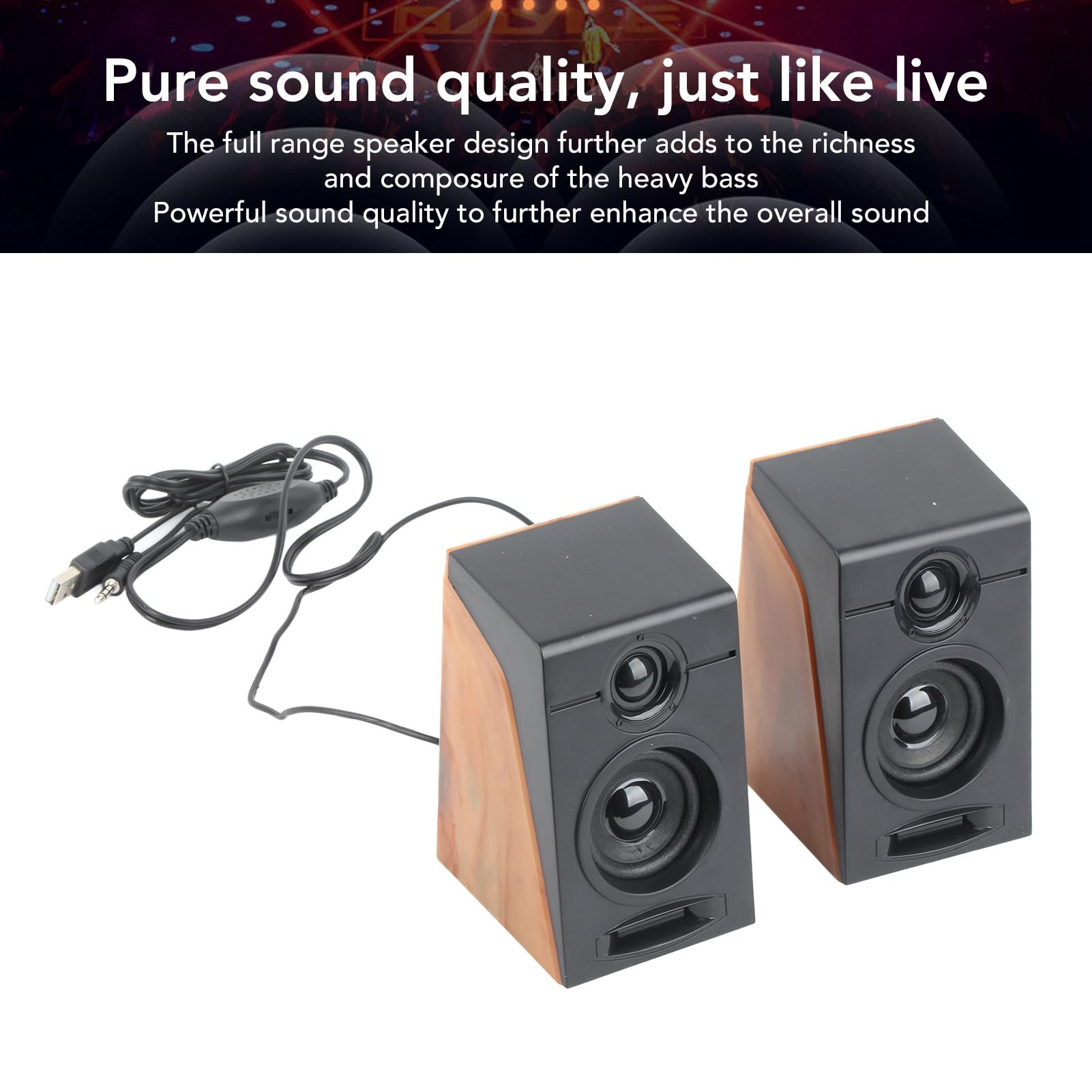 MUNEFE USB Powered PC Speakers - Wired Computer Speakers for Laptop, Desktop, TV & Smartphone - Compact Soundbar for Home Office, Gaming & Entertainment