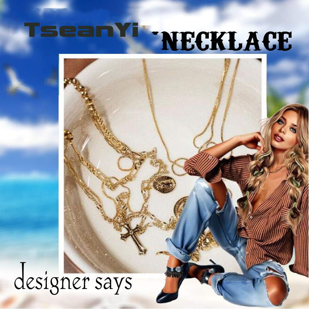 Boho Layered Necklace for Women - Gold Crescent Moon & Double Horn Pendant Beaded Choker Clavicle Chain Jewelry - Perfect for Festival, Party & Everyday Boho Style Outfits
