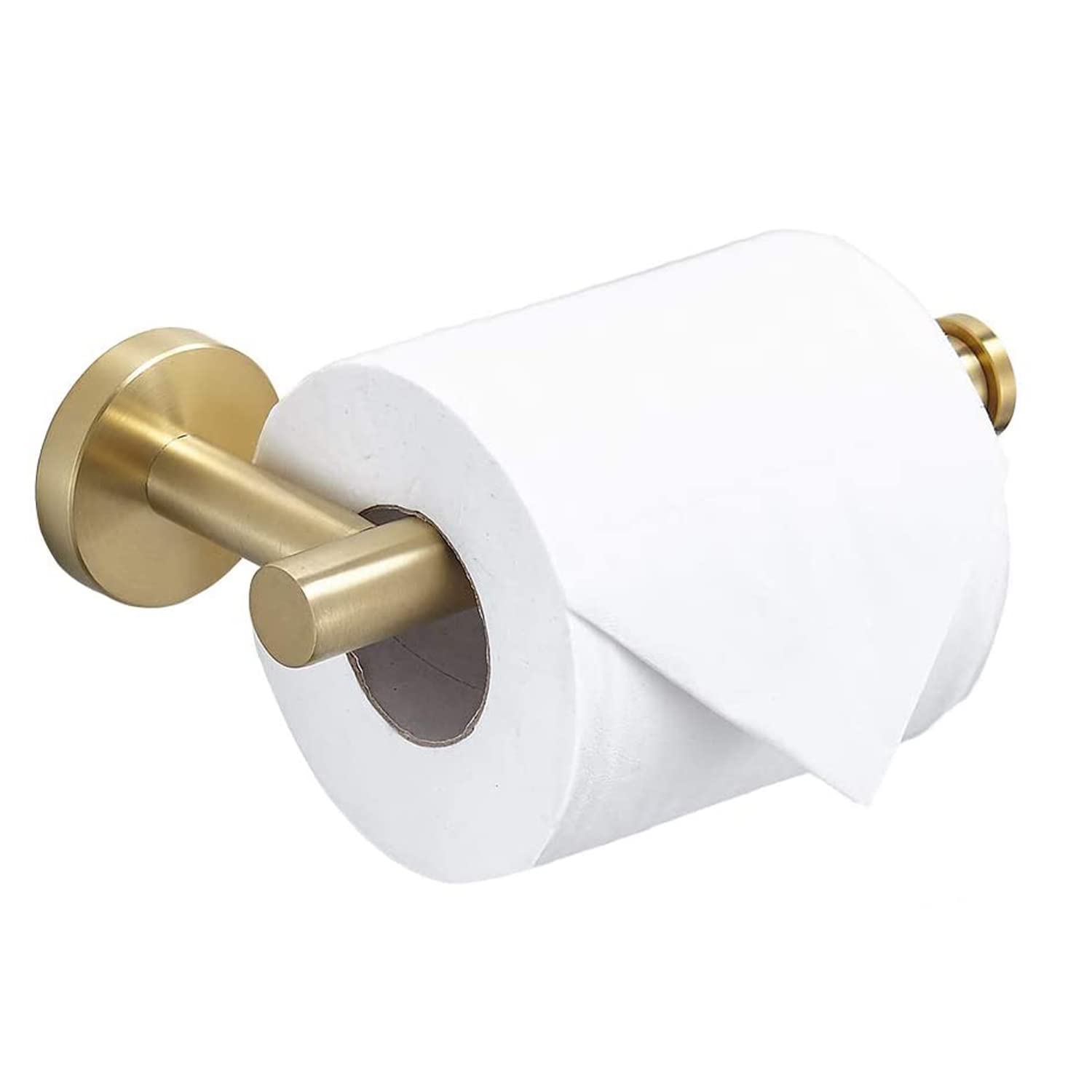 Stainless Steel Wall Mounted Toilet Paper Holder - 304 Thickened Drilling Tissue Dispenser for Bathroom, Toilet, Kitchen & Office (Brushed Gold) | Space-Saving Bathroom Organizer & Home Decor Accessory