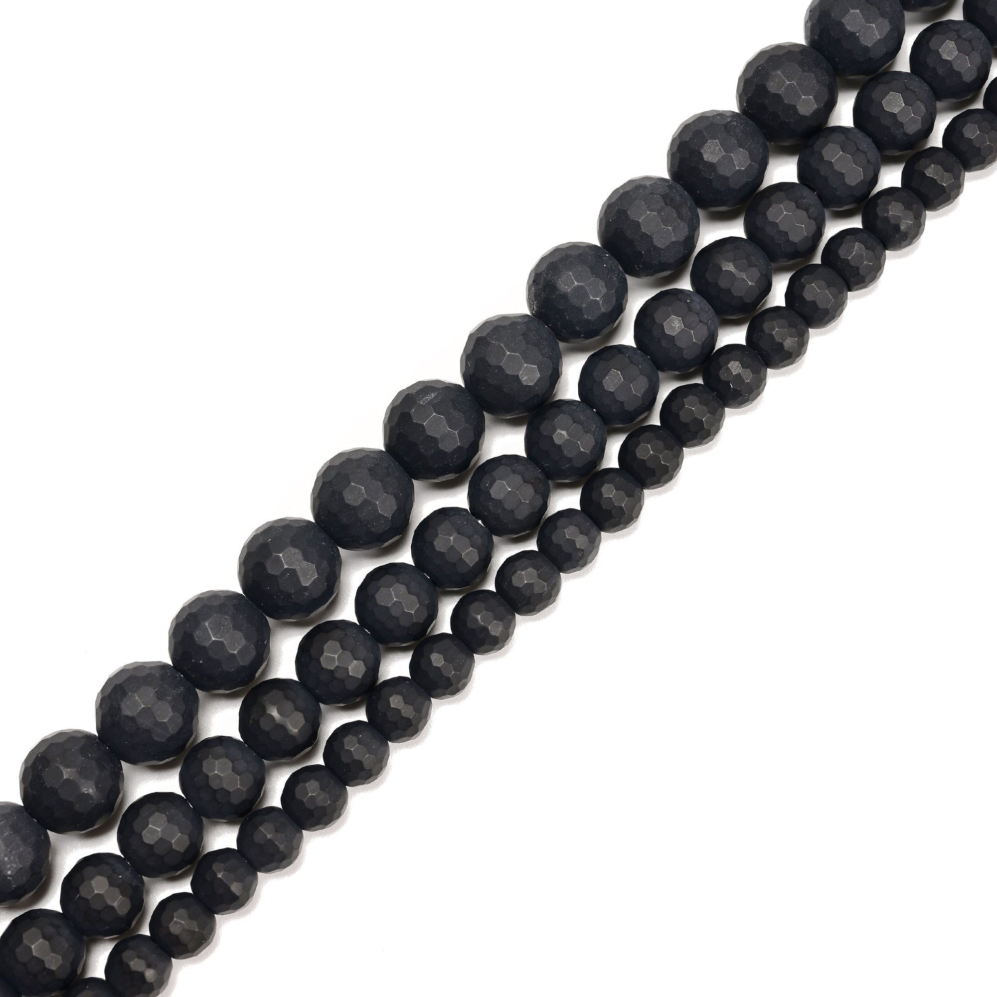 2.0mm Large Hole Black Onyx Matte Faceted Round Beads - 6mm, 8mm, 10mm, 15.5 Strand for Jewelry Making, DIY Crafts, Bracelets & Necklaces