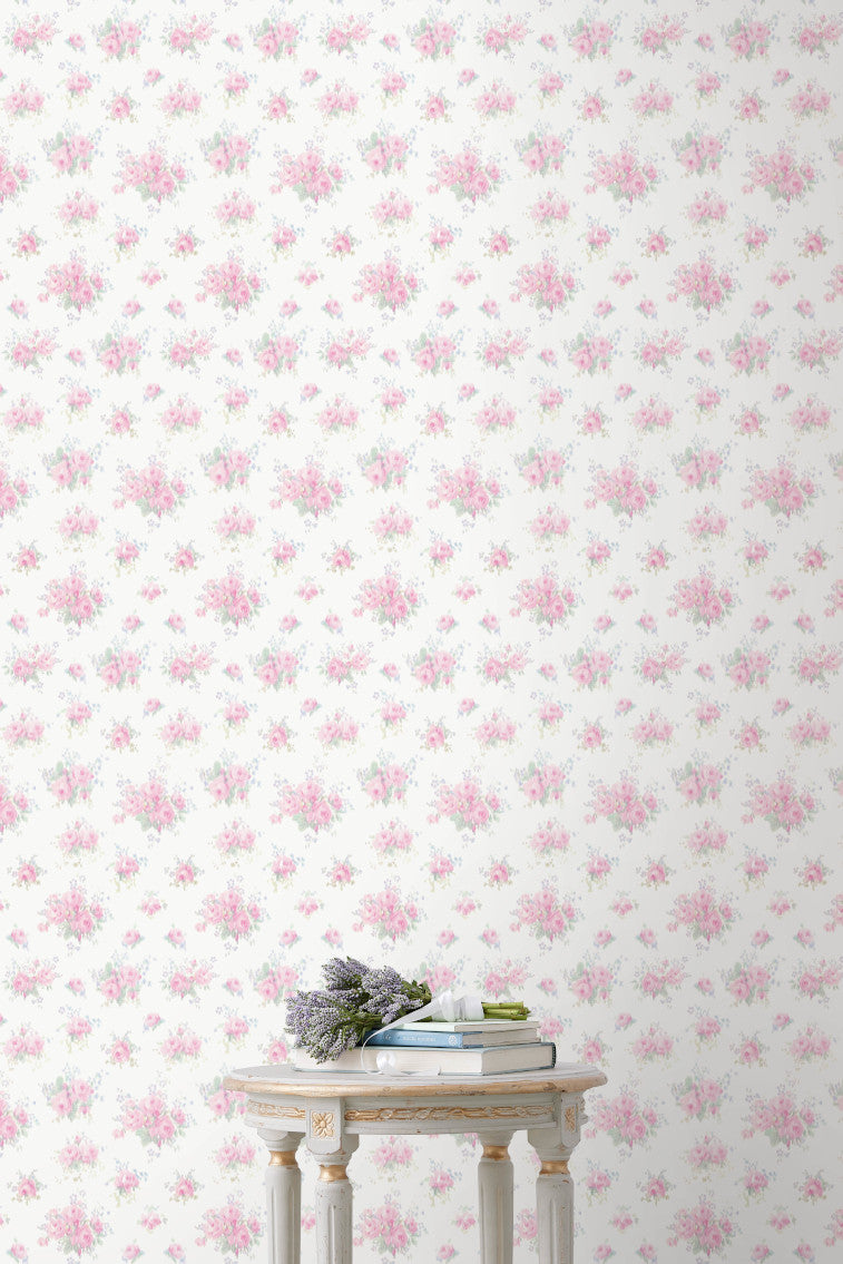 Breezy Ikat Rose Standard Wallpaper - Floral Peel and Stick Wallpaper for Bedroom, Living Room & Home Decor - Easy to Install & Removable