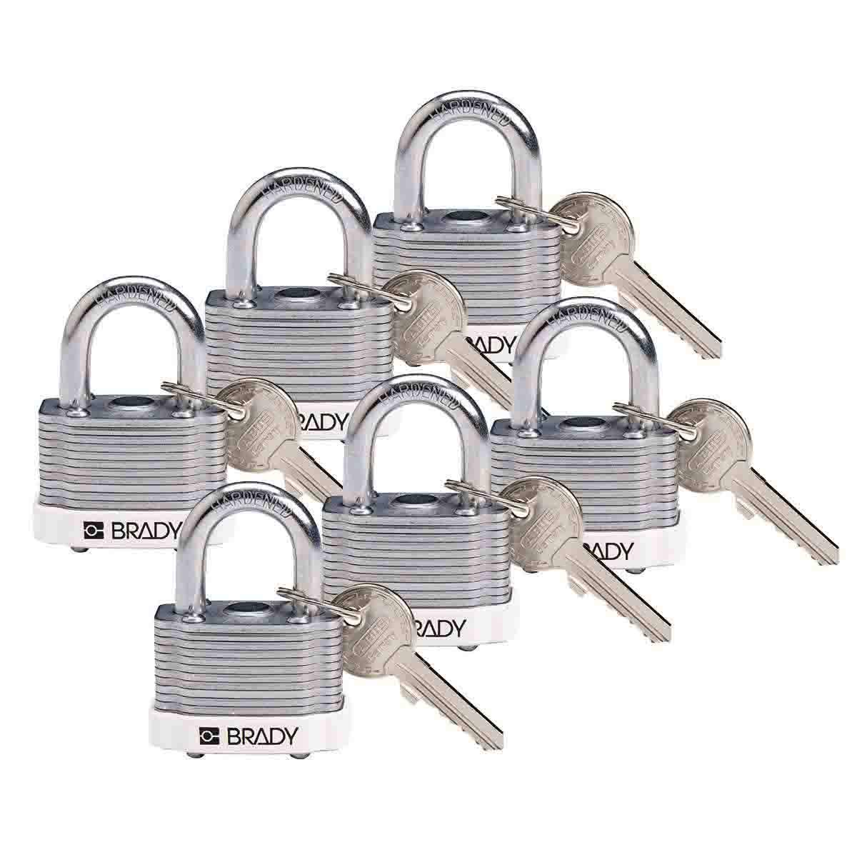 Brady 118939 White Steel Padlock with Key Retention - 3/4