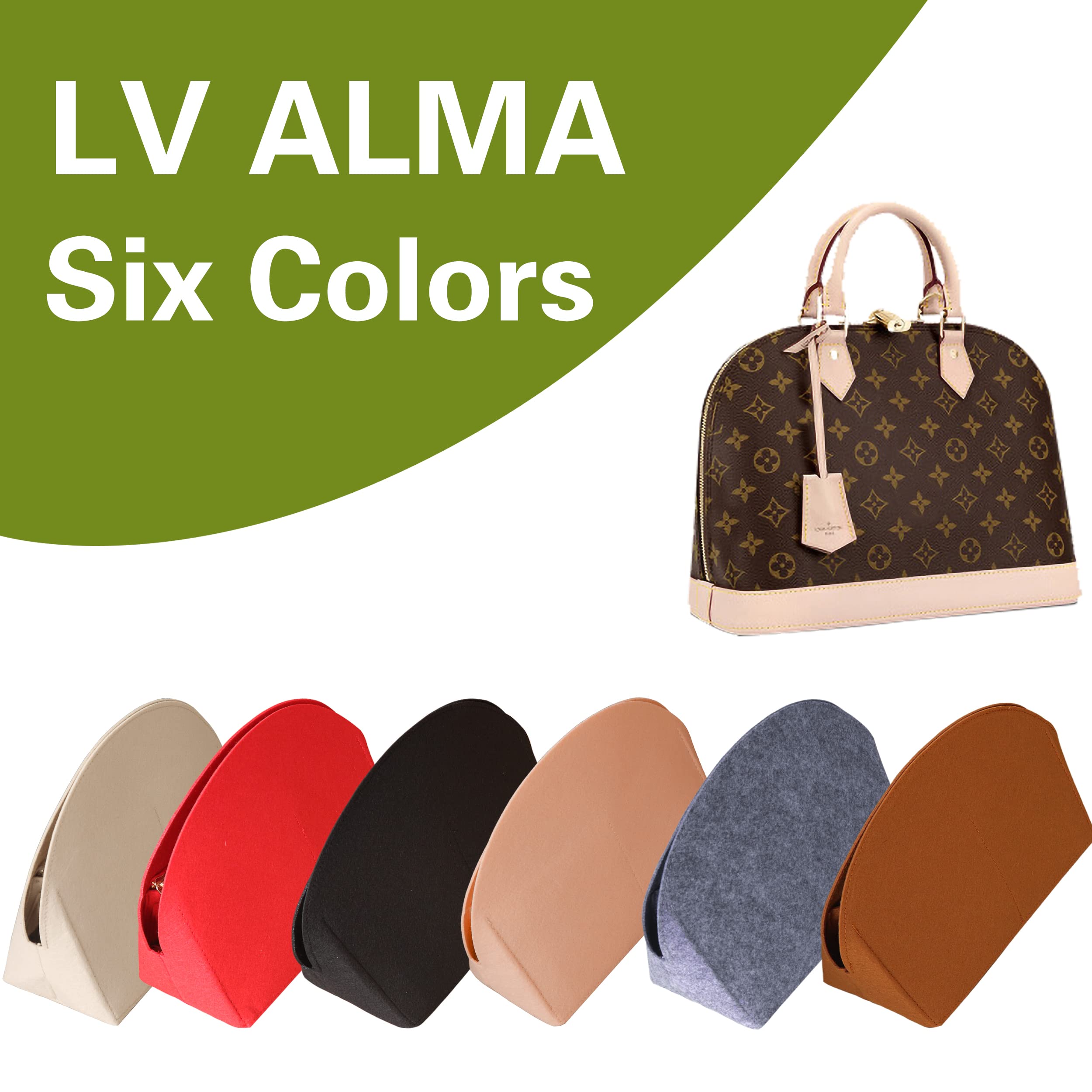 Premium Felt Purse Organizer Insert with Zipper - Bag in Bag Shell Shaper for Handbags & Totes - Perfect Fit for Louis Vuitton Alma BB PM (Brown) - Keep Your Essentials Organized for Work, Travel & Daily Use