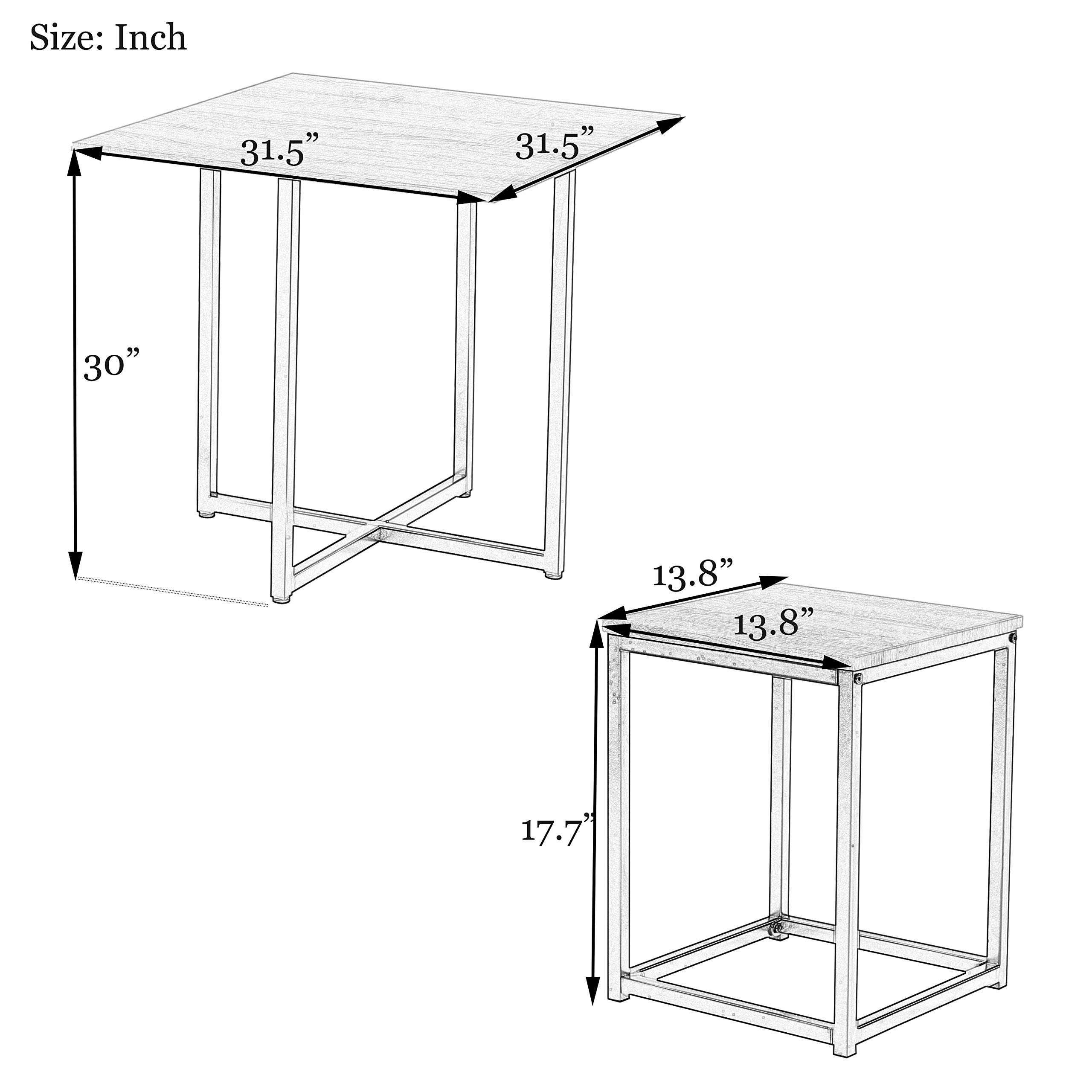LZ LEISURE ZONE 5-Piece Industrial Dining Set - Kitchen Table with 4 Bar Stools, Natural Wood & White Finish - Perfect for Small Spaces, Apartments, Restaurants & Home Bars