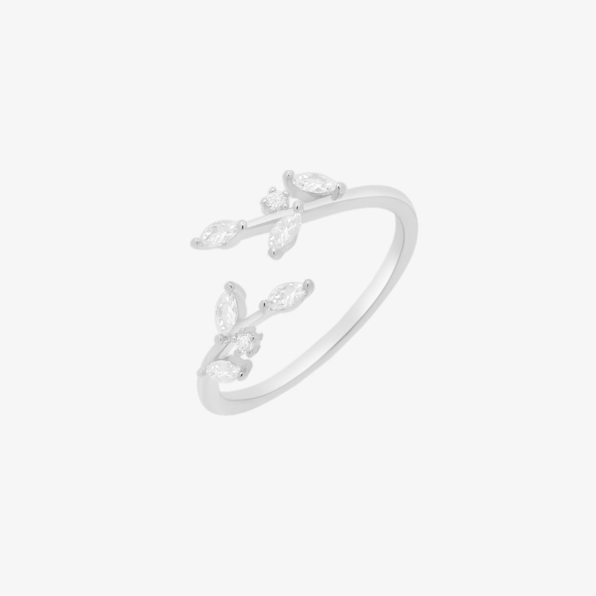 White Topaz Laurel Leaves Ring – Elegant Sterling Silver Jewelry for Women, Perfect for Weddings, Anniversaries & Special Occasions