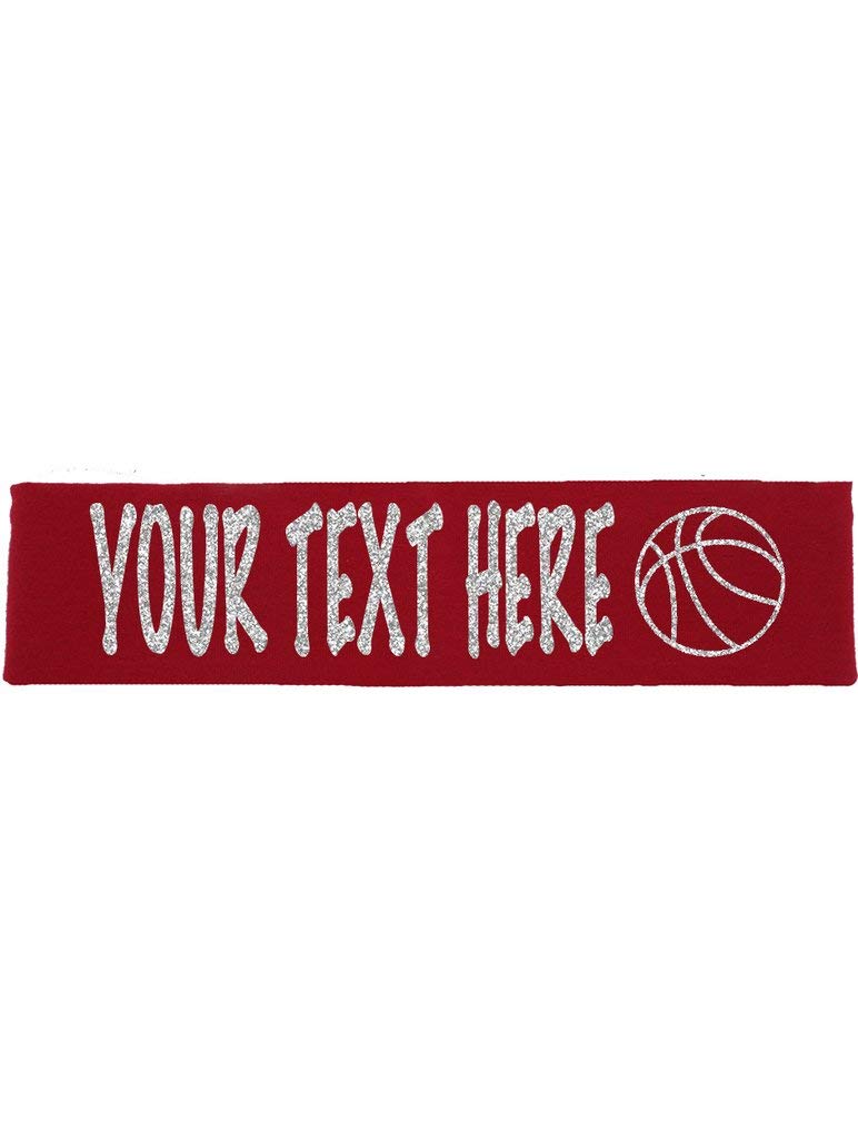 Custom Personalized Basketball Sparkle Cotton Headband - Violet Victoria & Fan Star Design - Choose Words & Colors - Perfect for Games, Practice & Sports Fans