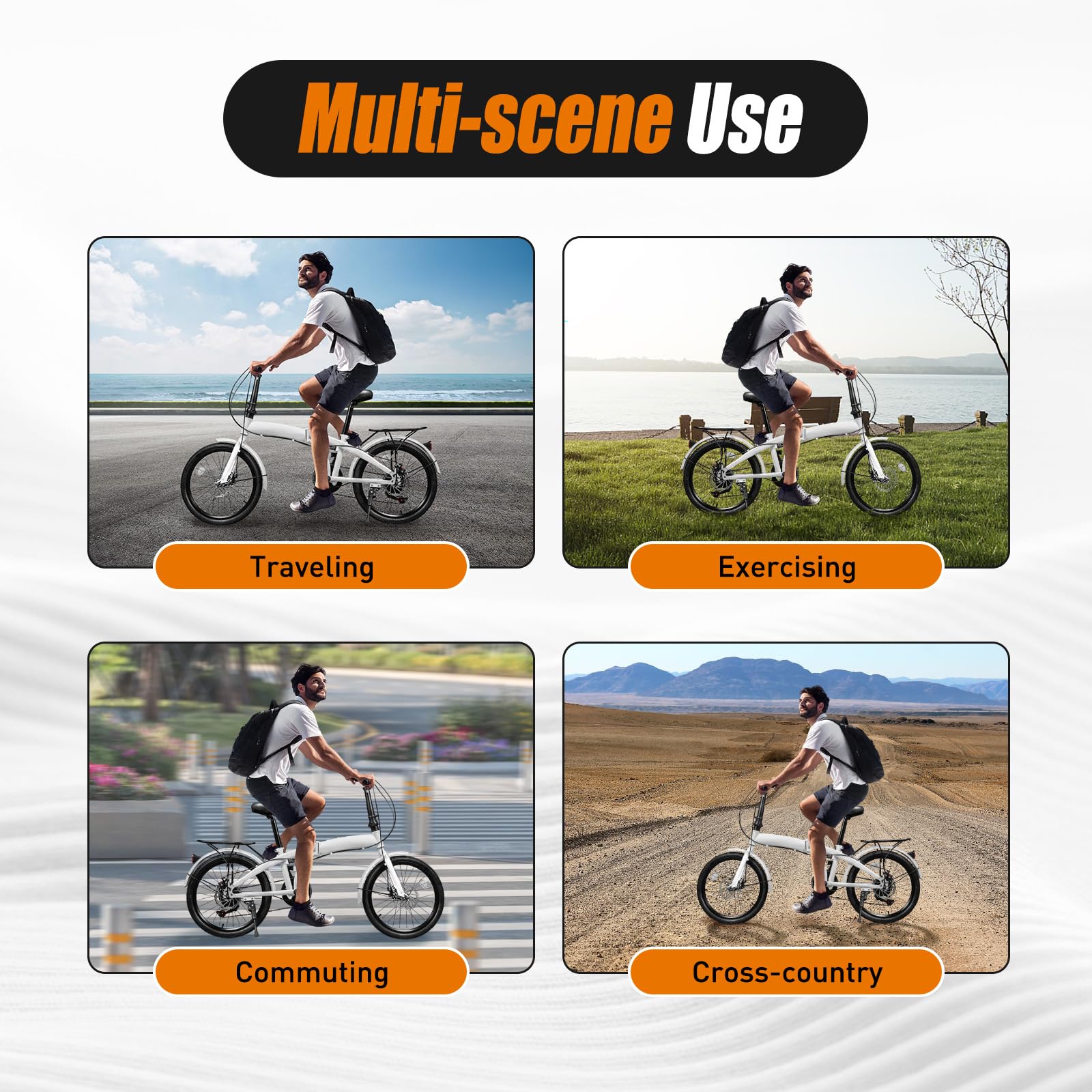 20 Inch Folding Bike for Adults - 7 Speed Adjustable Commuter Bicycle for Men & Women - Portable Camping & Travel Bike for City Riding, Beach Cruising & Outdoor Adventures