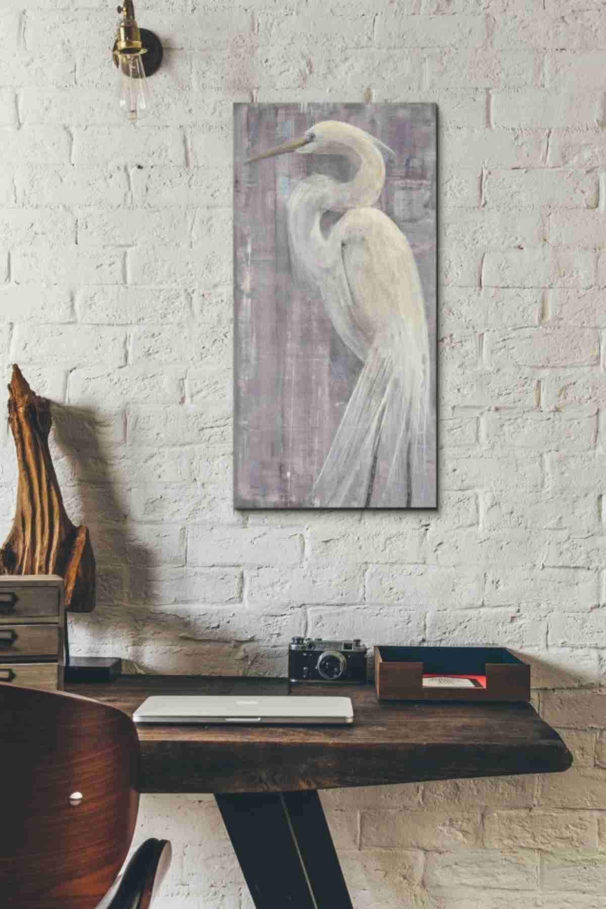 Coastal Egret II Legs Canvas Wall Art by Albena Hristova - 12x24 Inches Beach Themed Painting, Perfect for Living Room, Bedroom or Office Decor