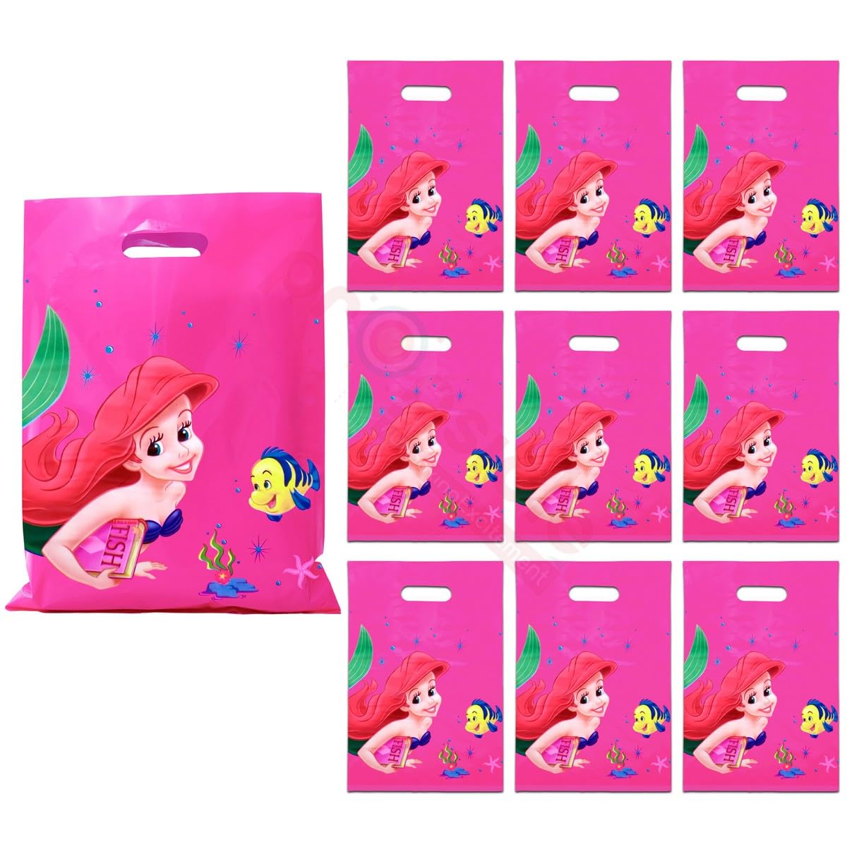 Mermaid Theme Birthday Party Favors - 10 Pack Pink Foil Goodie Bags for Girls, Kids Return Gifts | Perfect for Underwater Themed Parties, Baby Showers & Princess Celebrations