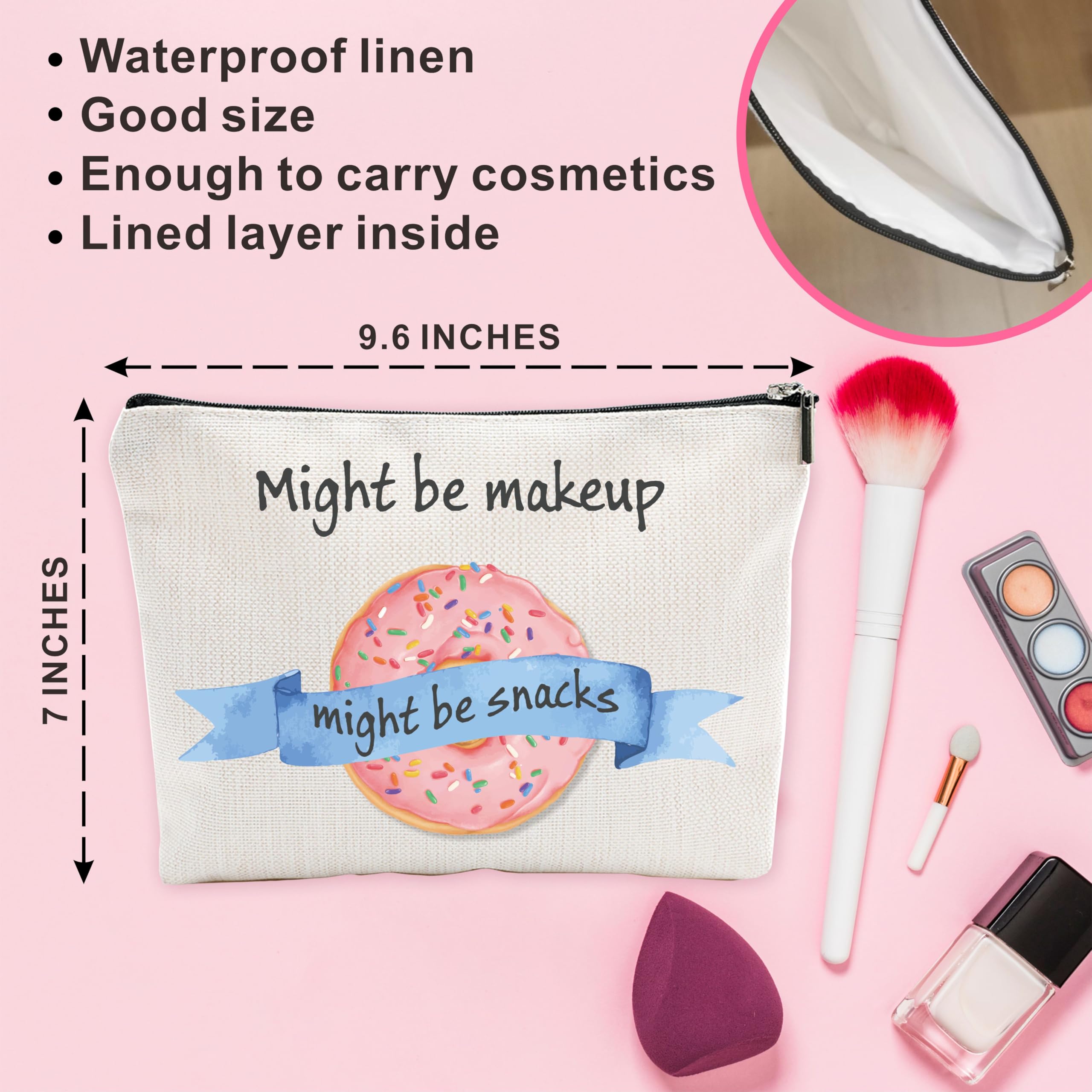 Funny Makeup Bag - Pink Donuts Cosmetic & Toiletry Pouch for Women | Cute Birthday Gift | Perfect for Travel, Gym & Daily Essentials Storage