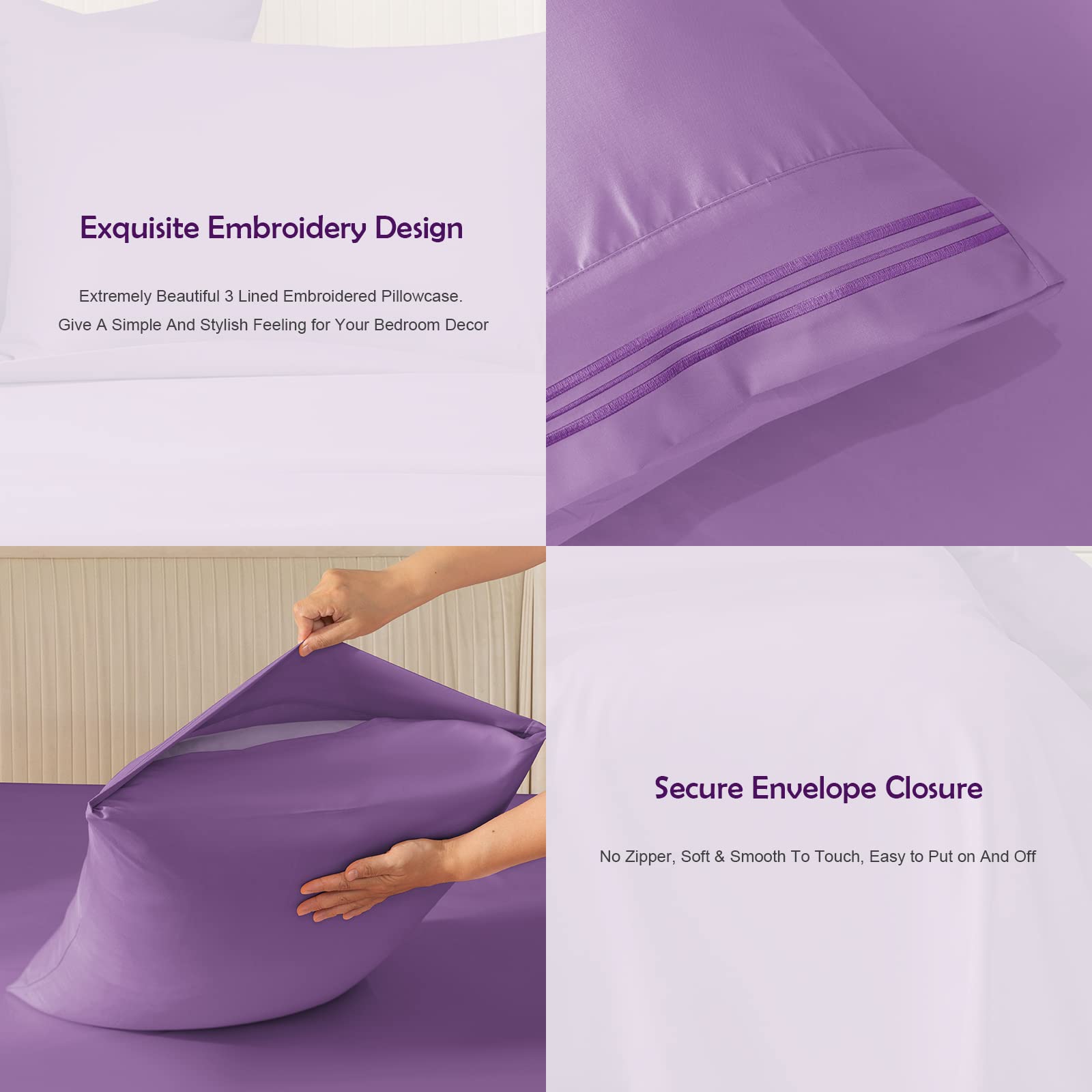 REDKEY Twin Size Bed Sheets Set - 3 Piece Soft Microfiber Bedding with Deep Pocket & Wrinkle Resistant - Machine Washable (Twin, Violet) | Perfect for Kids Rooms, Guest Beds & Dorm Essentials