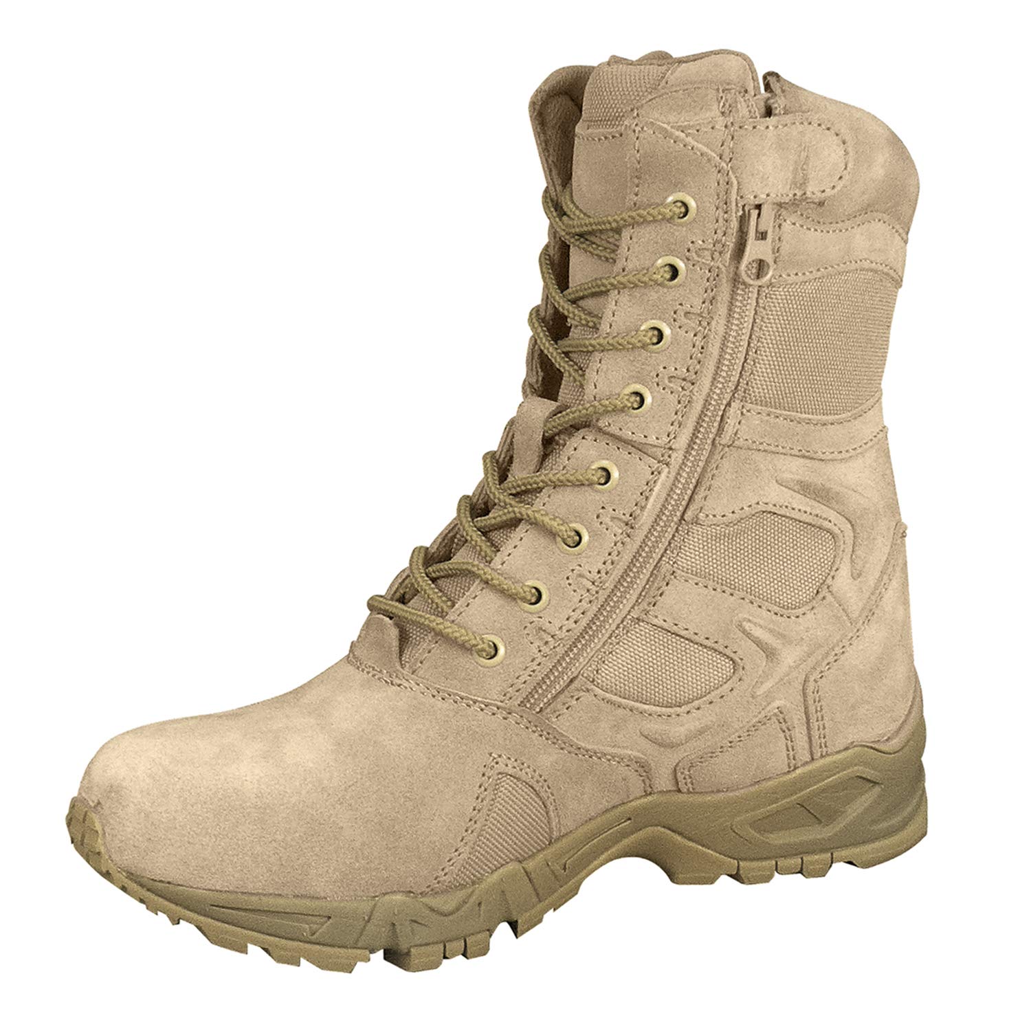 Rothco 8-Inch Forced Entry Black Side Zip Tactical Boots - Durable Combat Boots for Military, Police, and Outdoor Adventures