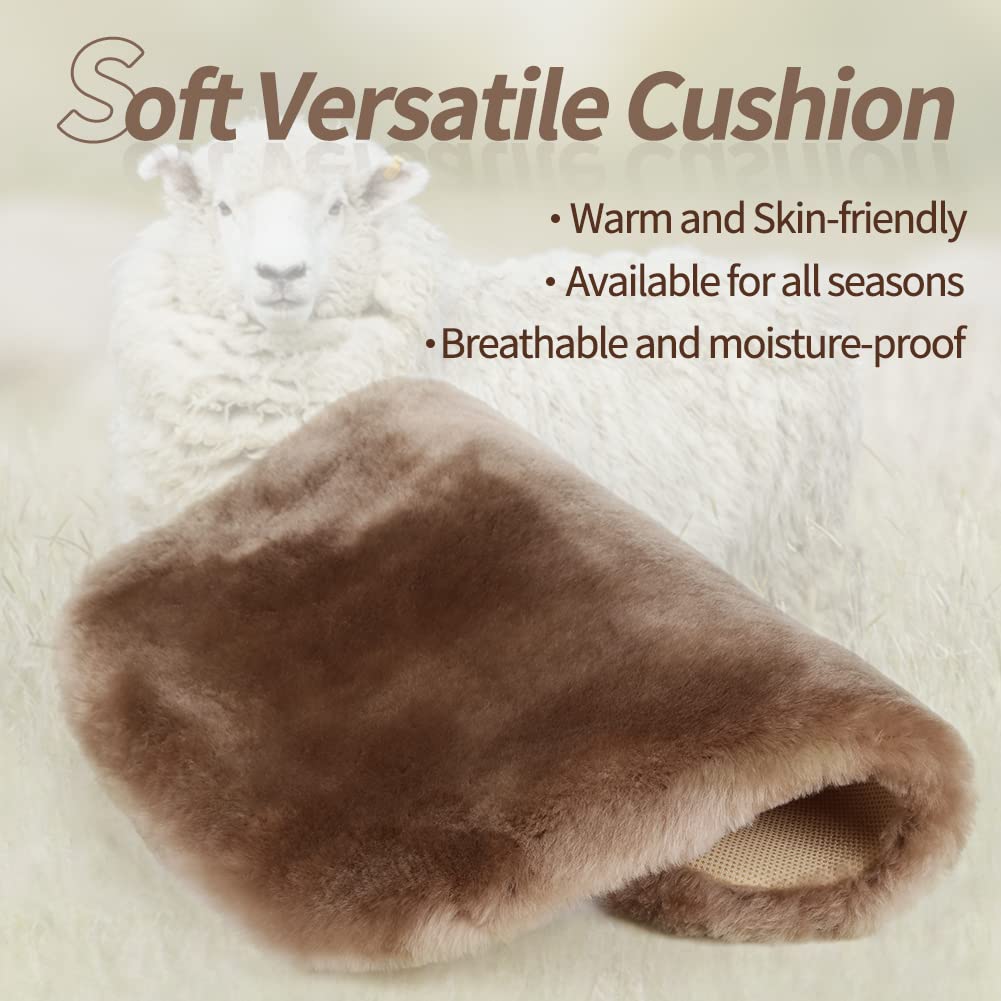 Genuine Sheepskin Car Seat Cushion Cover - 2 Pcs Set for Cars, Trucks & SUVs - Premium Comfort & Protection for Driver & Passenger Seats - Soft Grey Car Accessories for Office Chairs & Long Drives
