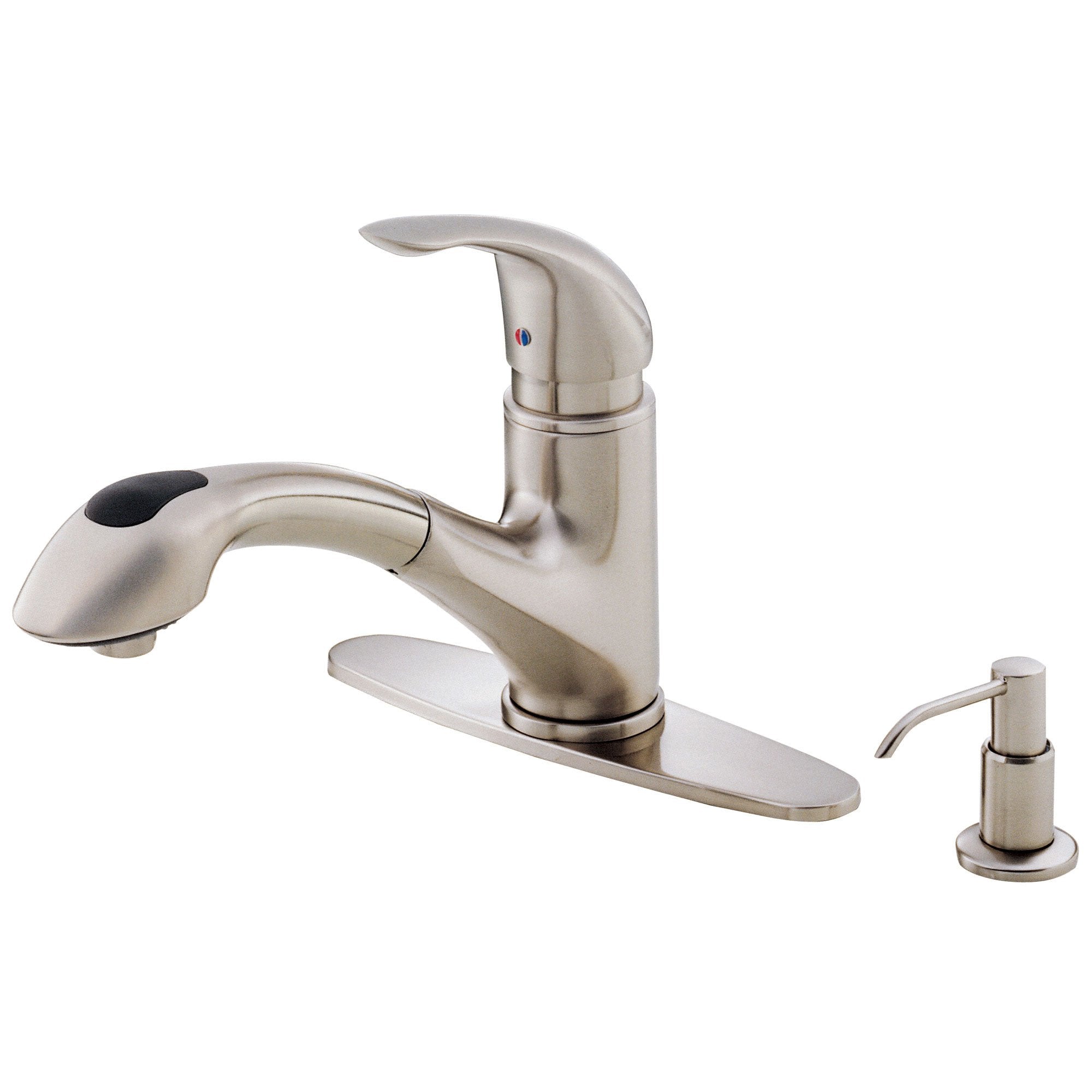 Danze Melrose Modern Stainless Steel Pull-Out Kitchen Faucet with Soap Dispenser - High Arc Spout for Deep Sinks, Touch-Free Design for Easy Cleaning, Perfect for Modern Kitchens and Busy Home Chefs
