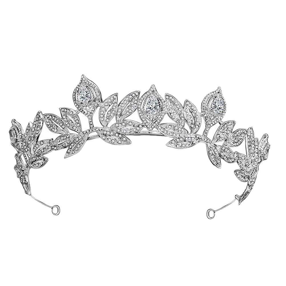 1Pc Sparkly Rhinestone Crystal Leaf Hair Band - Royal Wedding Tiara Headpiece for Brides, Bridesmaids & Princess | Perfect for Weddings, Prom, Pageants & Special Occasions