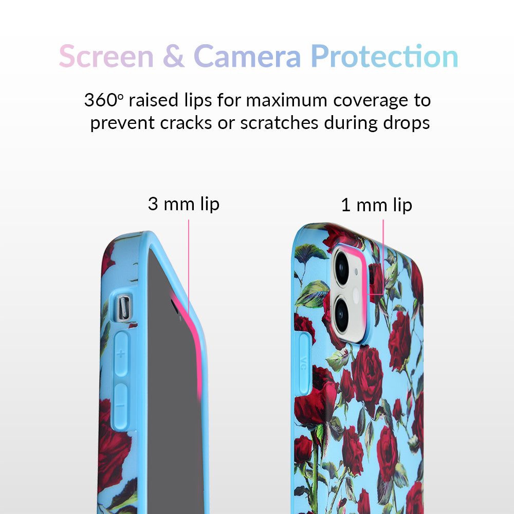 Blue Roses Floral iPhone Case - Elegant Flower Design Protective Cover for iPhone [Model] - Perfect Gift for Women, Girls & Rose Lovers