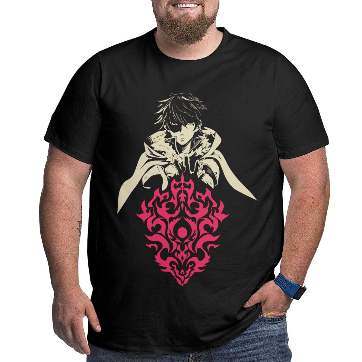 Rising of the Shield Hero Anime T-Shirt for Men - Big & Tall Plus Size Comfortable Cotton Tee - Perfect for Cosplay, Conventions & Casual Wear