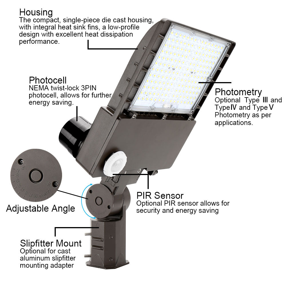 Konlite LED Outdoor Area Light 300W Type IV - 39,900 Lumens 5000K Daylight White - 120-277V - Equivalent to 1000W Metal Halide - Perfect for Parking Lots, Warehouses & Industrial Lighting