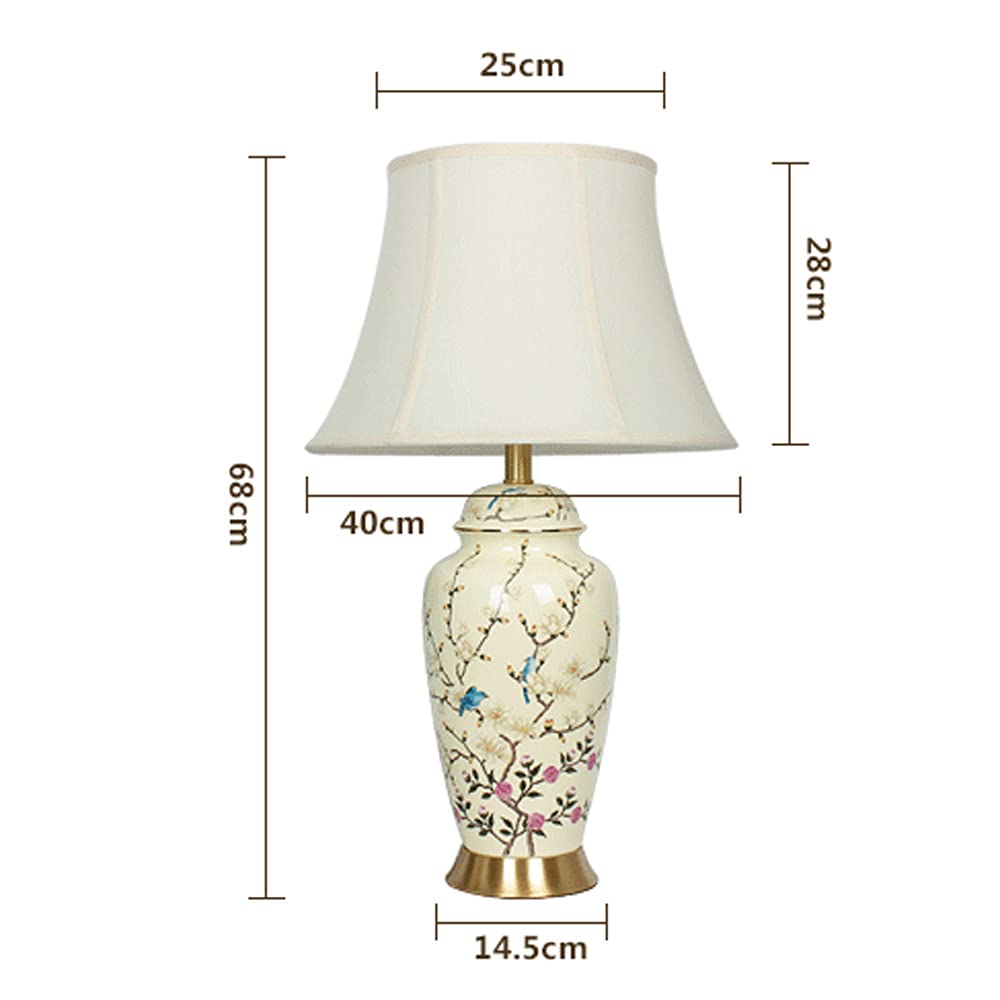 Large Ceramic Table Lamps for Living Room - Chinese Retro Style Nightstand & Bedside Lamps - Perfect for Sofa Side Tables, Coffee Tables and Bedroom Nightstands (Set of 2)