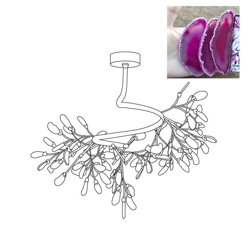 Natural Agate Chandelier - Elegant Stone Crystal Pendant Light Fixture for Living Room, Dining Room, Bedroom, and Entryway Decor